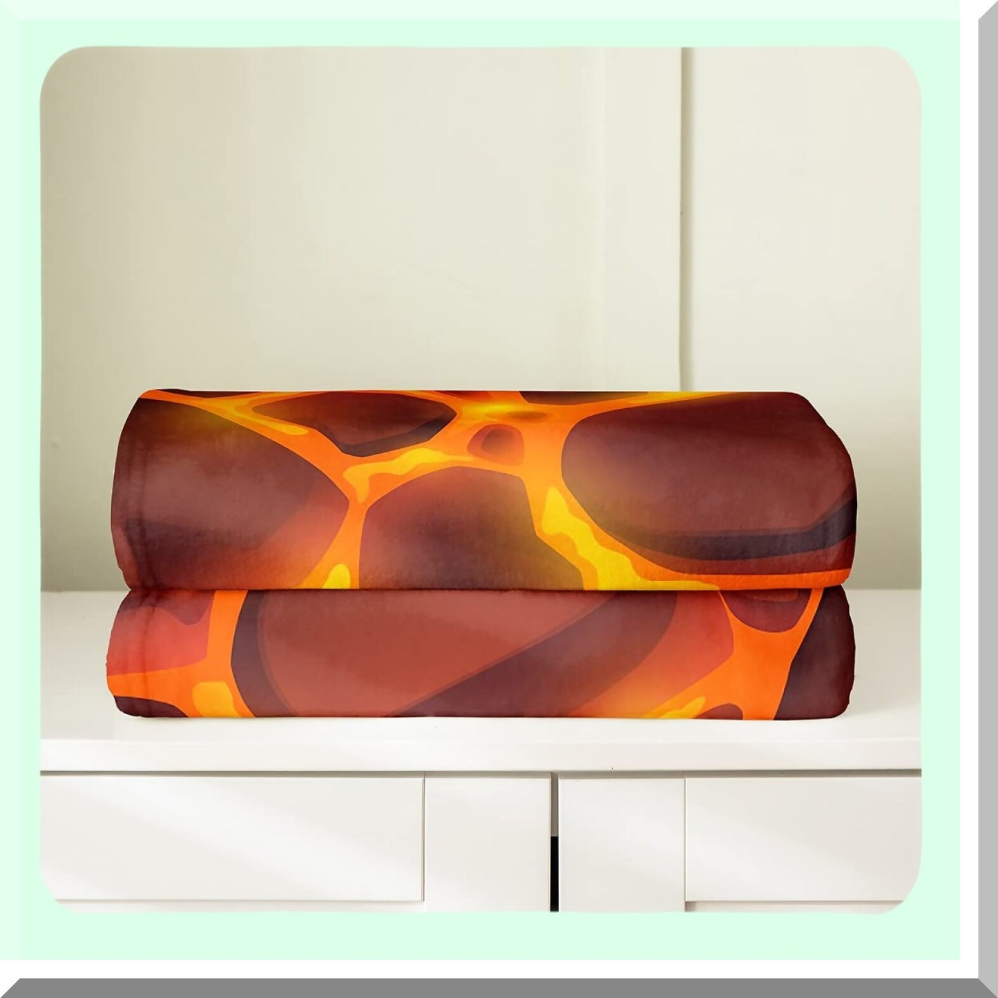 Volcanic Warmth Fleece Blanket - Burnt Orange Sherpa Throw for Bed, Sofa, Couch - Soft, Lightweight, Natural Landscape Design