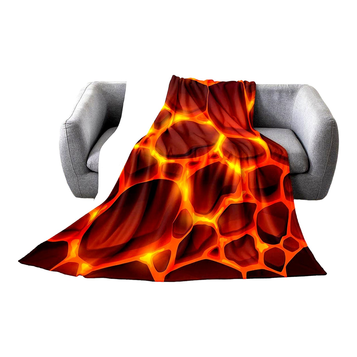 Volcanic Warmth Fleece Blanket - Burnt Orange Sherpa Throw for Bed, Sofa, Couch - Soft, Lightweight, Natural Landscape Design