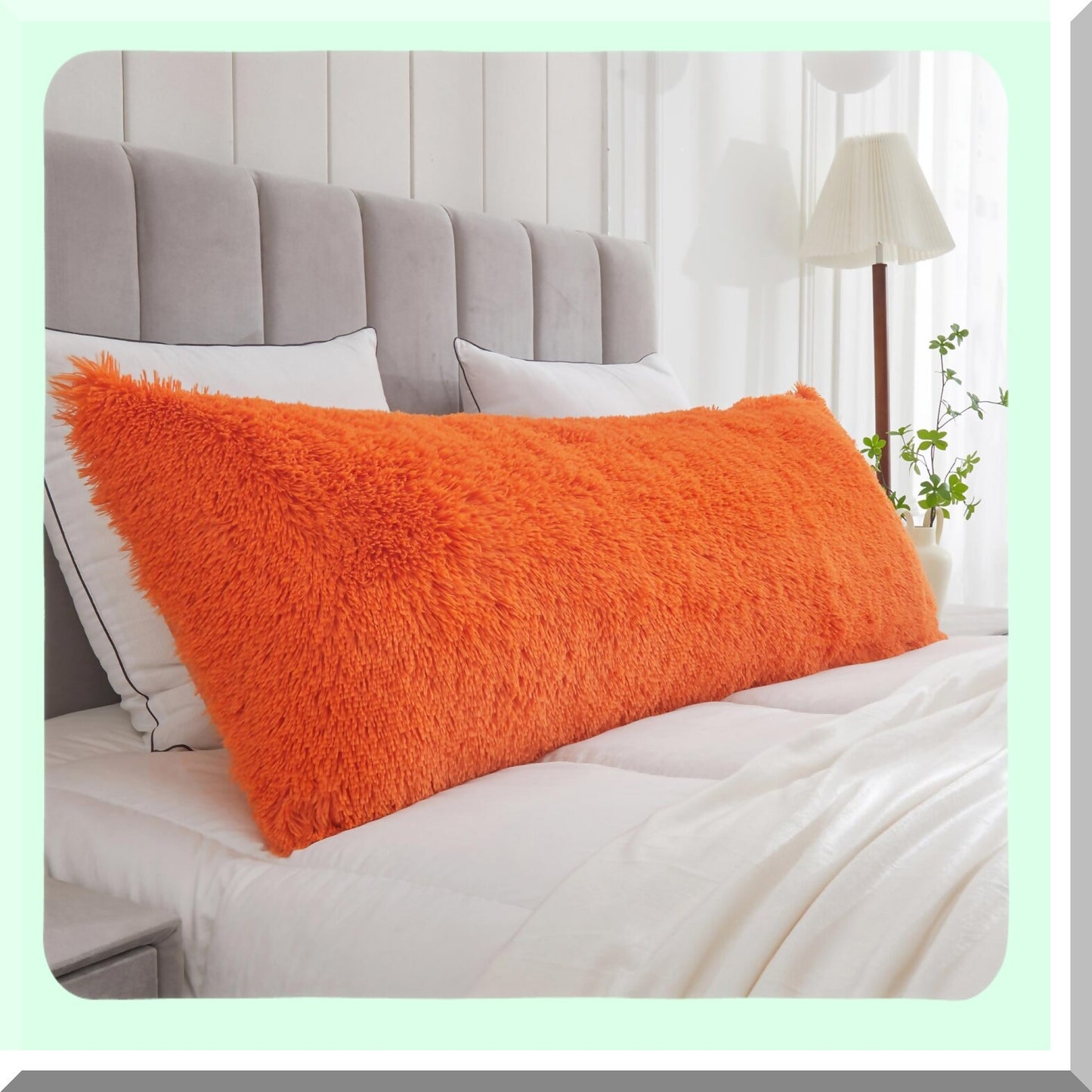 Luxury Orange Fluffy Body Pillowcase - 20"x54" Rectangular Pillowsham for Adults & Pregnant Women - Long Throw Pillow Cover for Bed