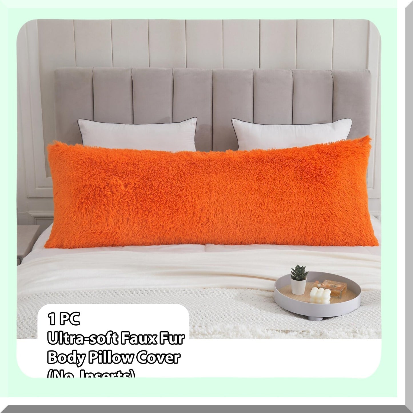 Luxury Orange Fluffy Body Pillowcase - 20"x54" Rectangular Pillowsham for Adults & Pregnant Women - Long Throw Pillow Cover for Bed