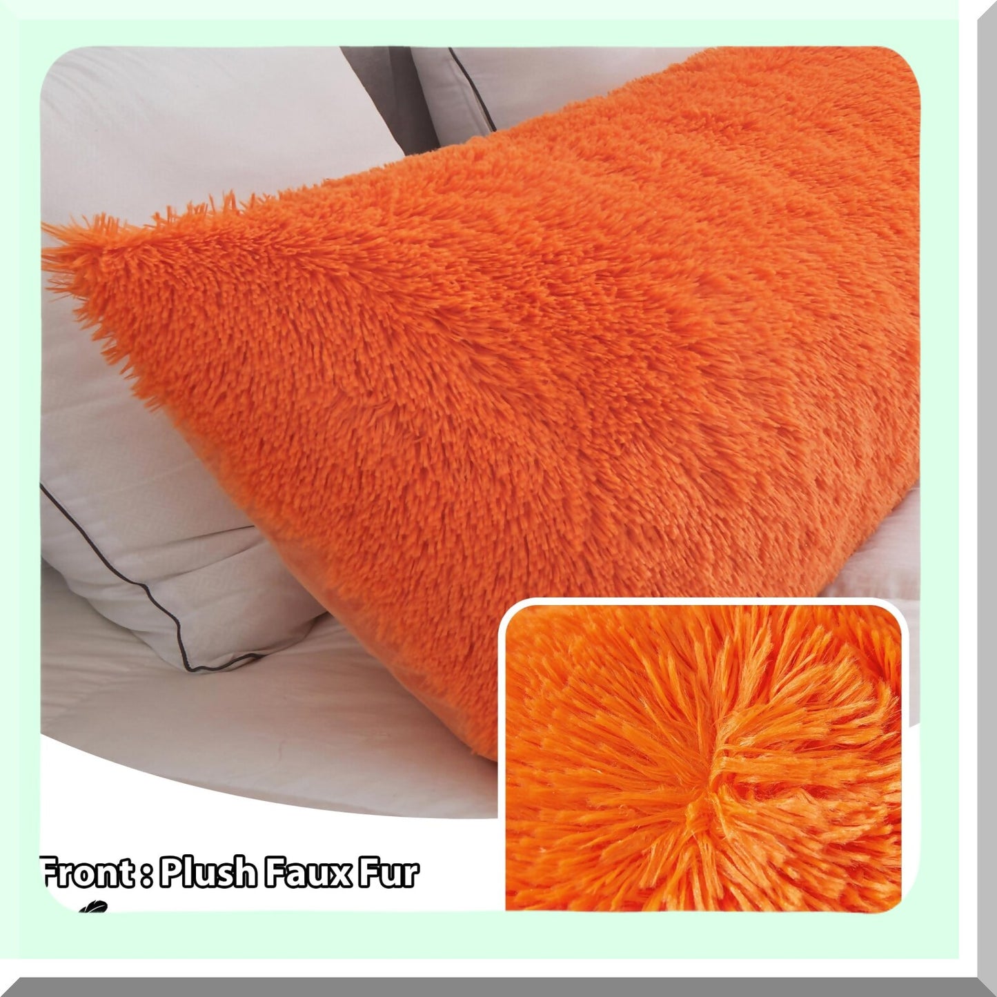 Luxury Orange Fluffy Body Pillowcase - 20"x54" Rectangular Pillowsham for Adults & Pregnant Women - Long Throw Pillow Cover for Bed