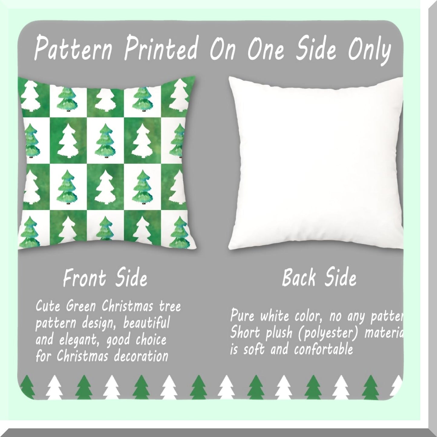 Green Velvet Emerald Tree Pillow Covers - Set of 4 18x18 Decorative Throw Pillow Covers for Living Room Couch and Sofa - No Inserts Included