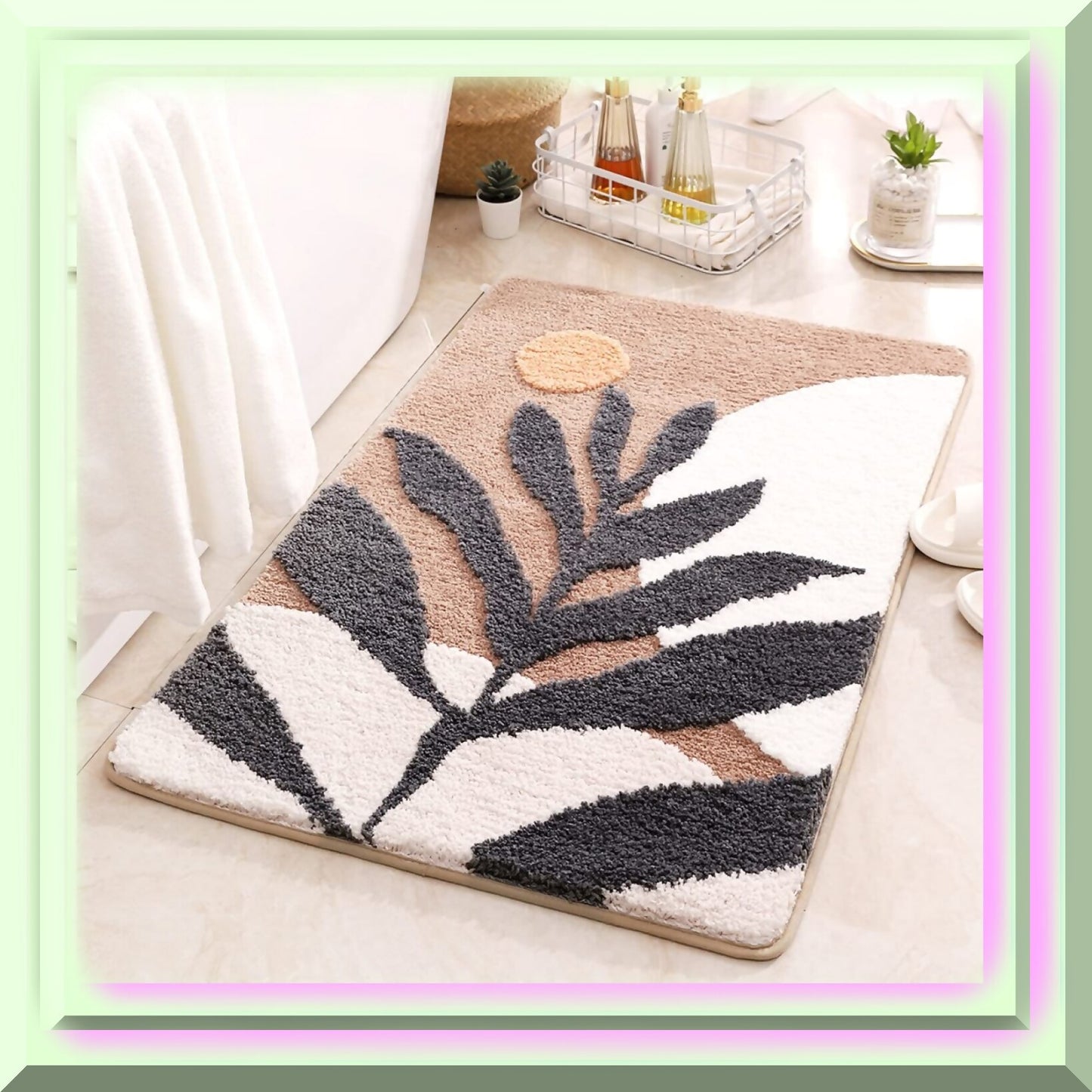 Plants Bath Mat 31"x20" Microfiber Non Slip Rug