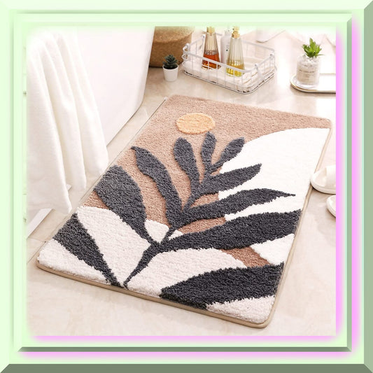 Plants Bath Mat 31"x20" Microfiber Non Slip Rug