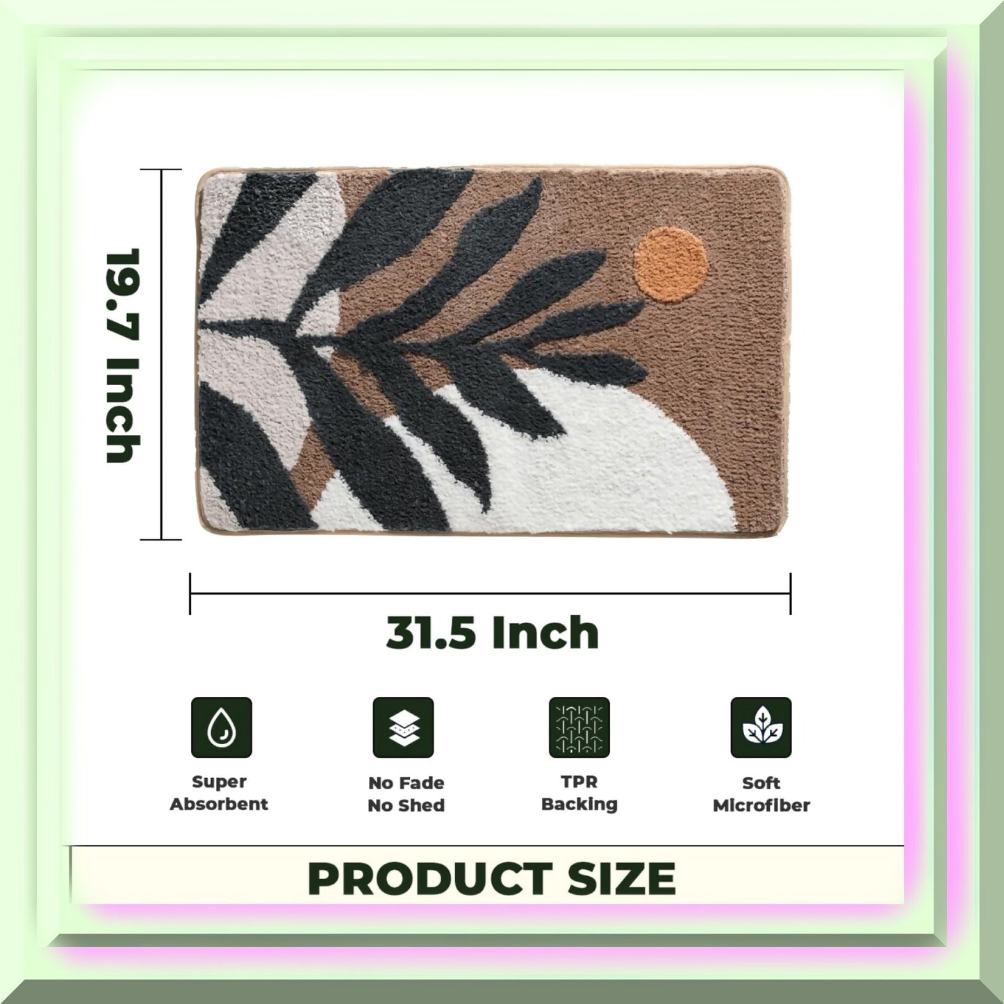 Plants Bath Mat 31"x20" Microfiber Non Slip Rug