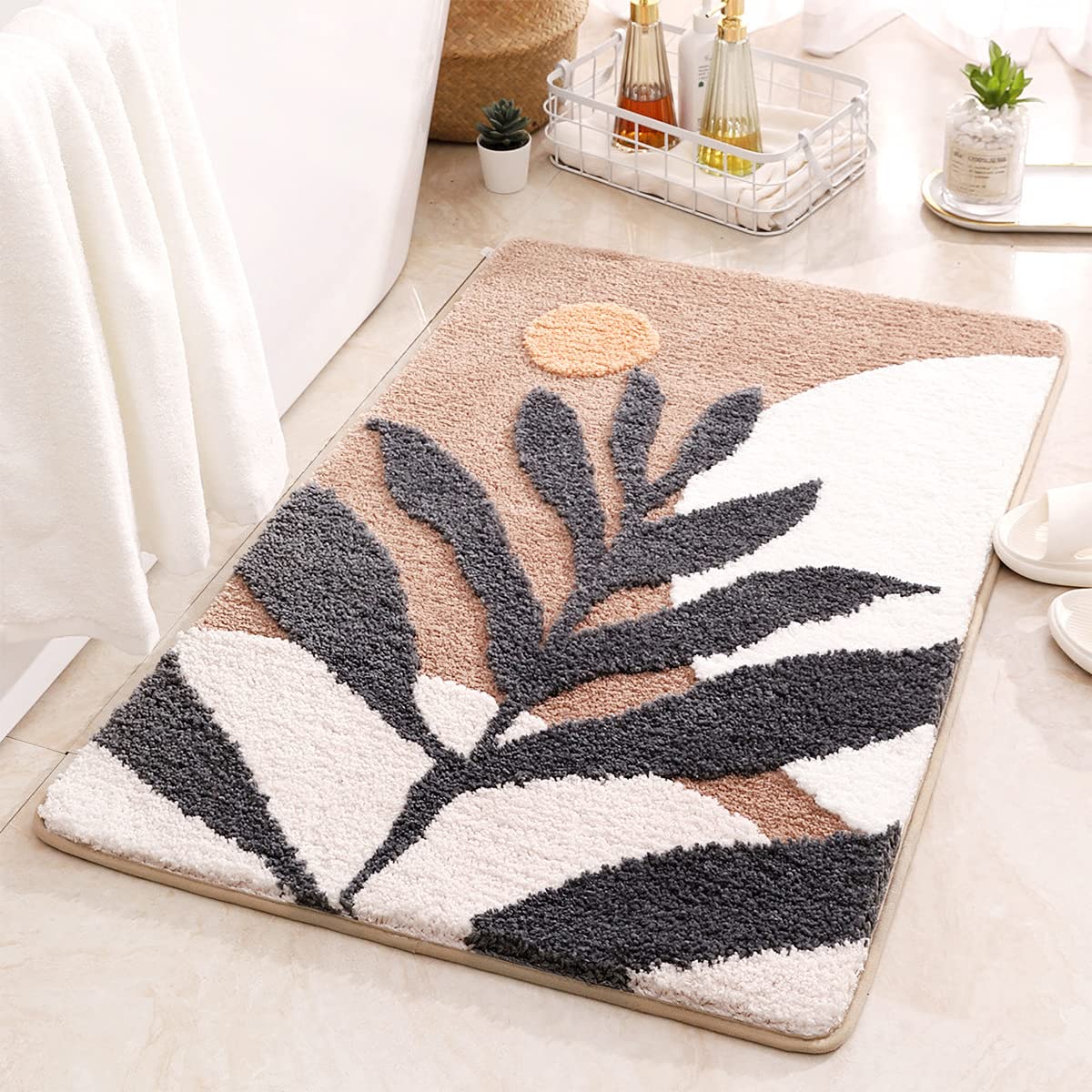 Plants Bath Mat 31"x20" Microfiber Non Slip Rug