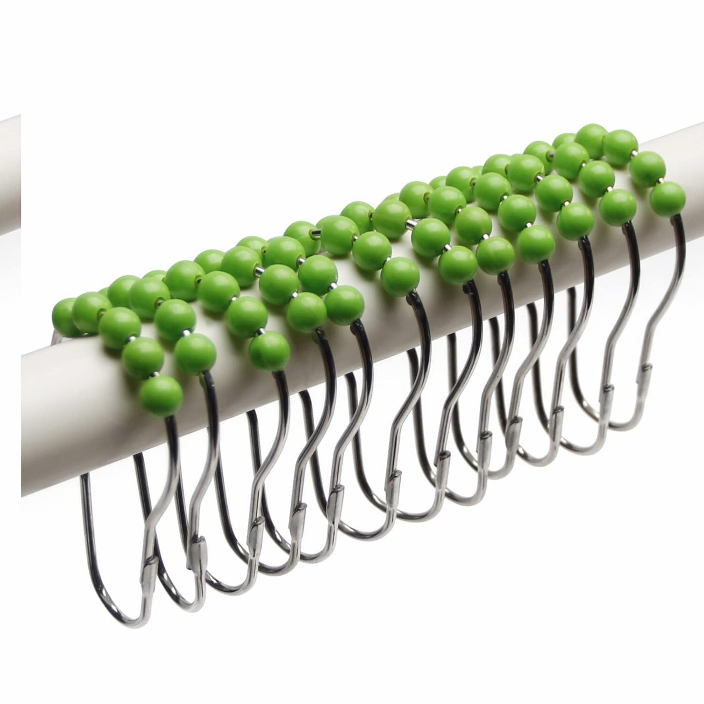12 Green Metal Shower Curtain Ring Hooks