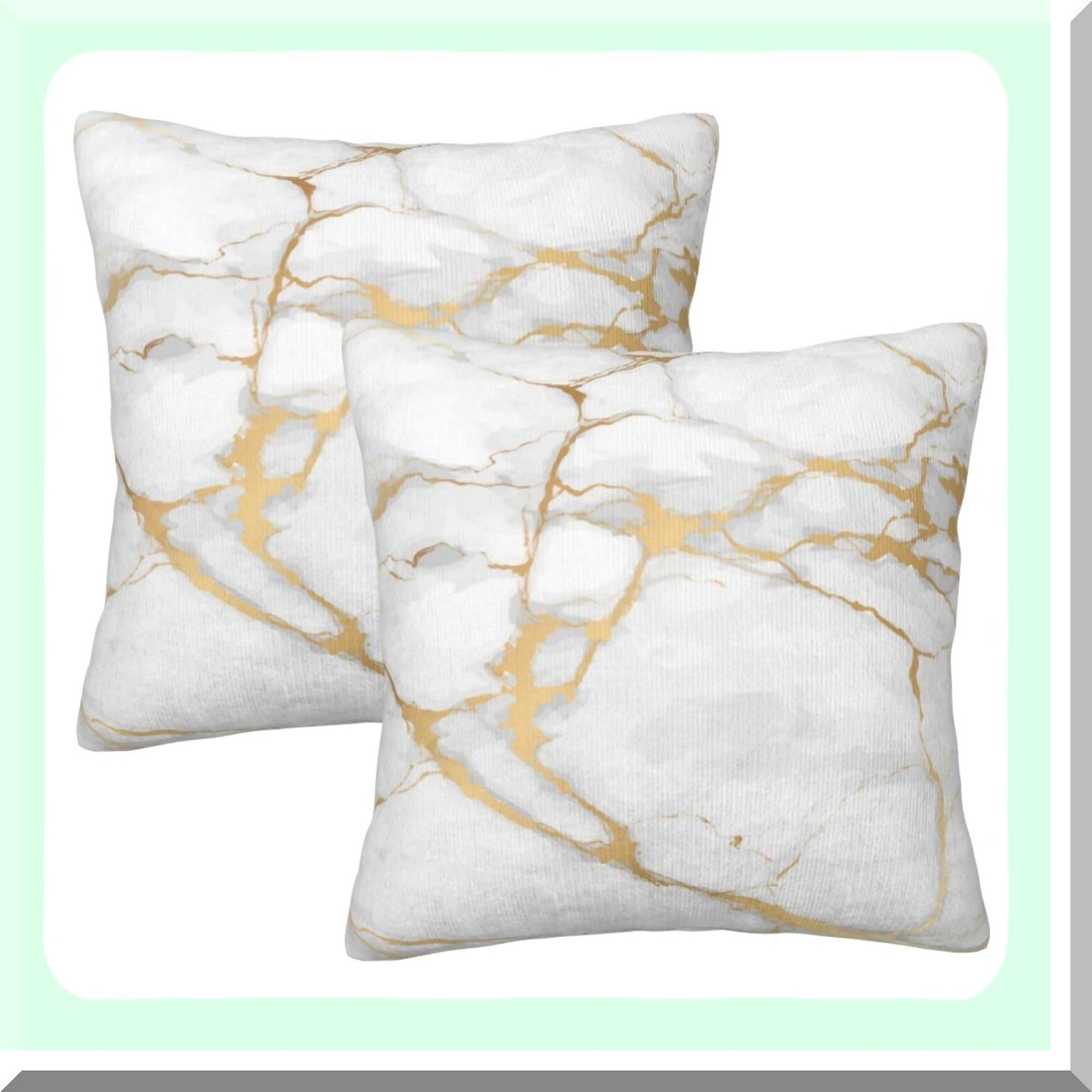 Luxury Marble Throw Pillow Covers - Set of 2 Decorative Cushion Cases for Sofa, Couch, Bed - Soft Home Decor - 18"X18" Square Pillowcases