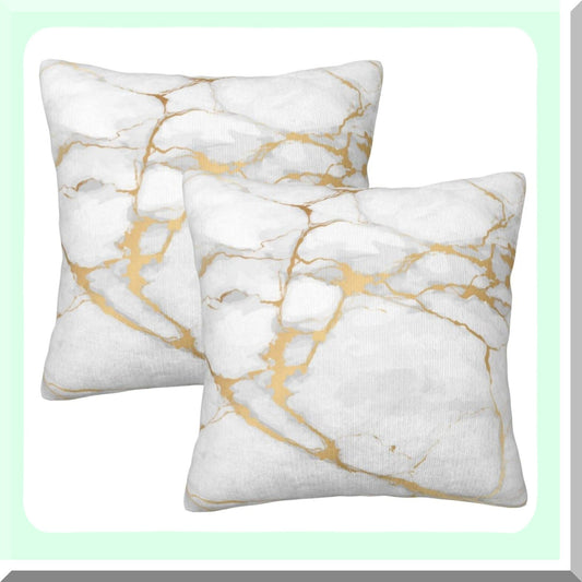 Luxury Marble Throw Pillow Covers - Set of 2 Decorative Cushion Cases for Sofa, Couch, Bed - Soft Home Decor - 18"X18" Square Pillowcases