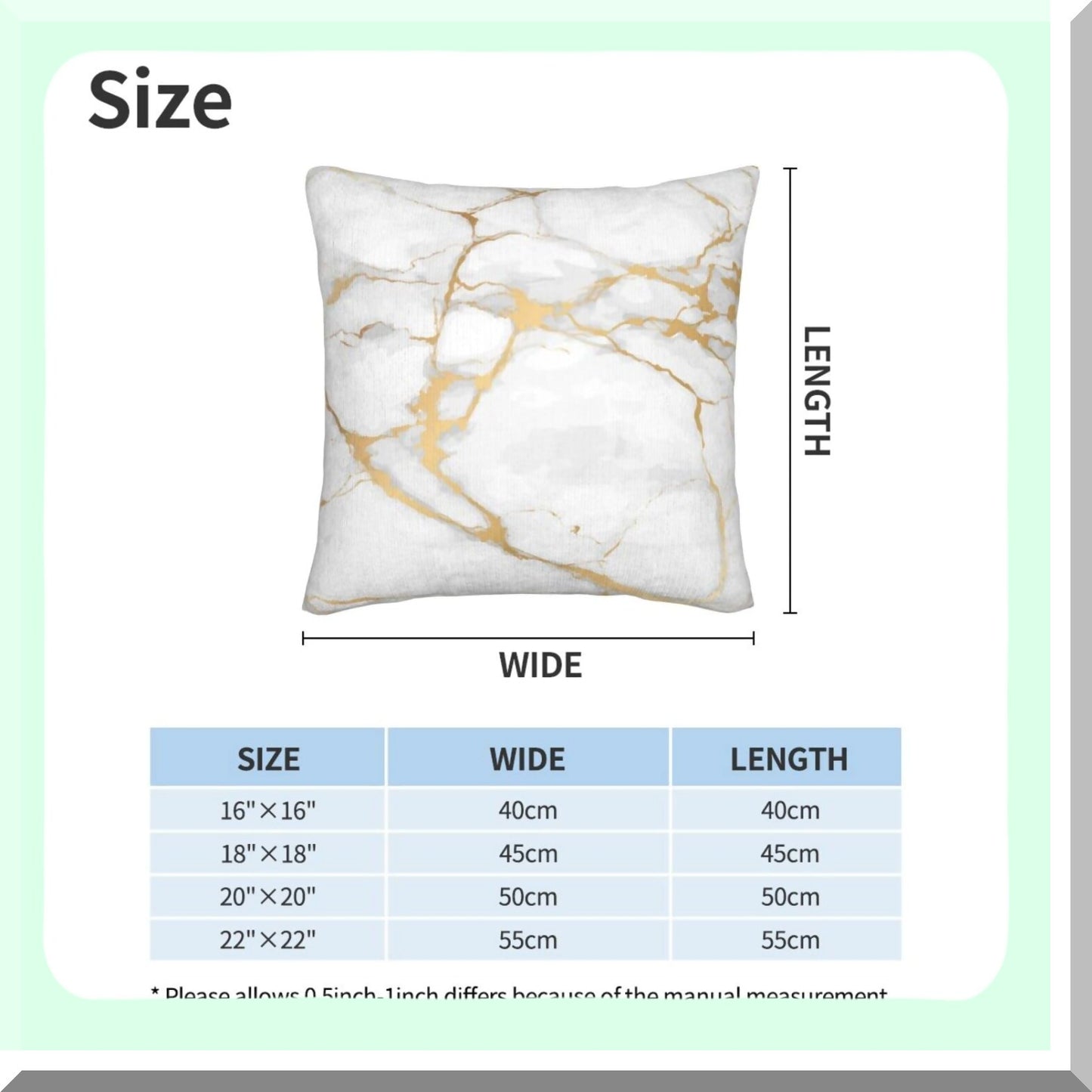 Luxury Marble Throw Pillow Covers - Set of 2 Decorative Cushion Cases for Sofa, Couch, Bed - Soft Home Decor - 18"X18" Square Pillowcases