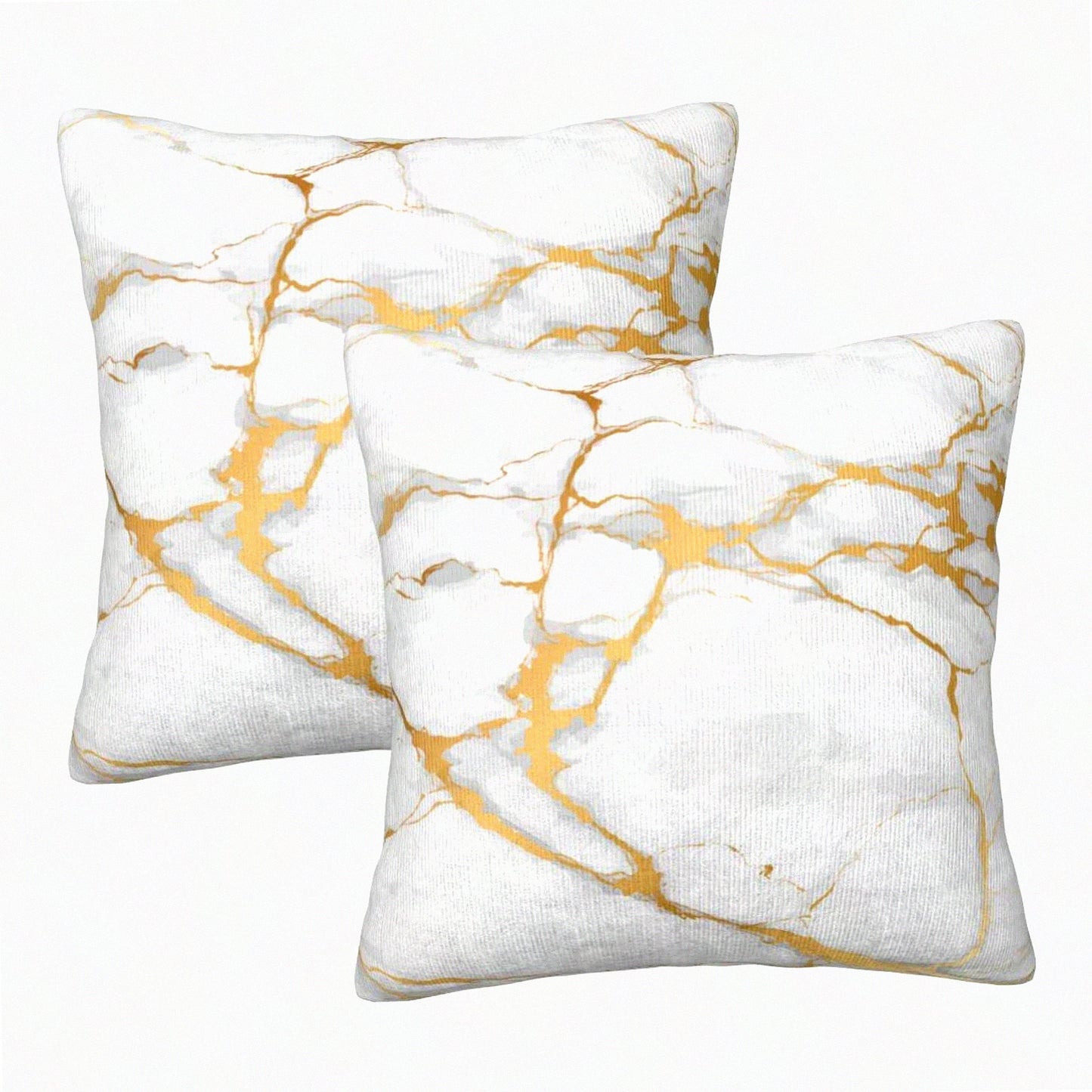 Luxury Marble Throw Pillow Covers - Set of 2 Decorative Cushion Cases for Sofa, Couch, Bed - Soft Home Decor - 18"X18" Square Pillowcases