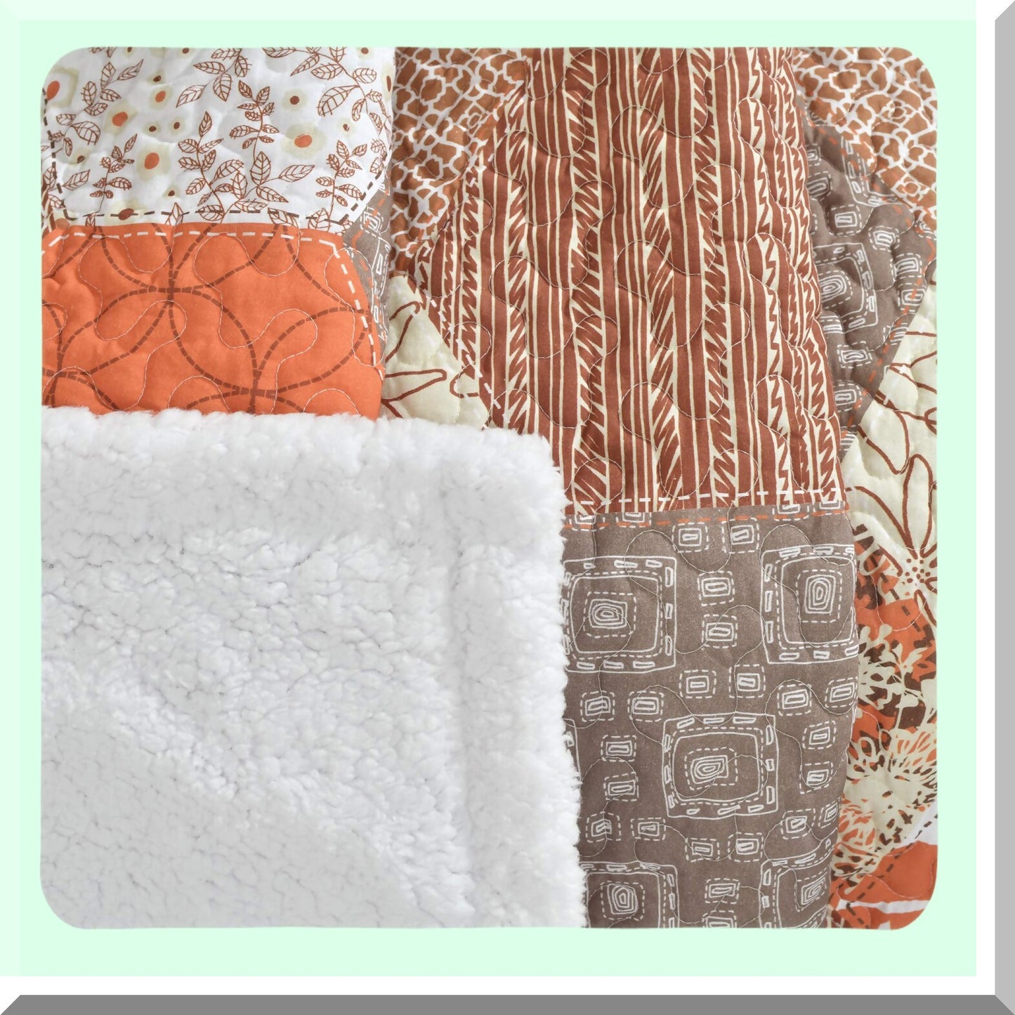 HexaHarmony Reversible Throw - Vibrant Patchwork Blanket, Tangerine Bliss - 60 x 50"