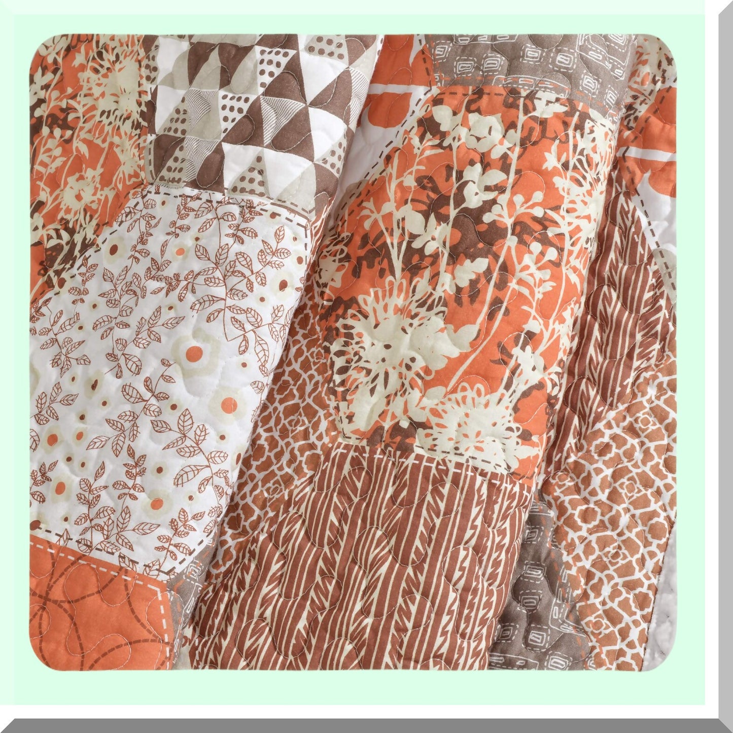 HexaHarmony Reversible Throw - Vibrant Patchwork Blanket, Tangerine Bliss - 60 x 50"