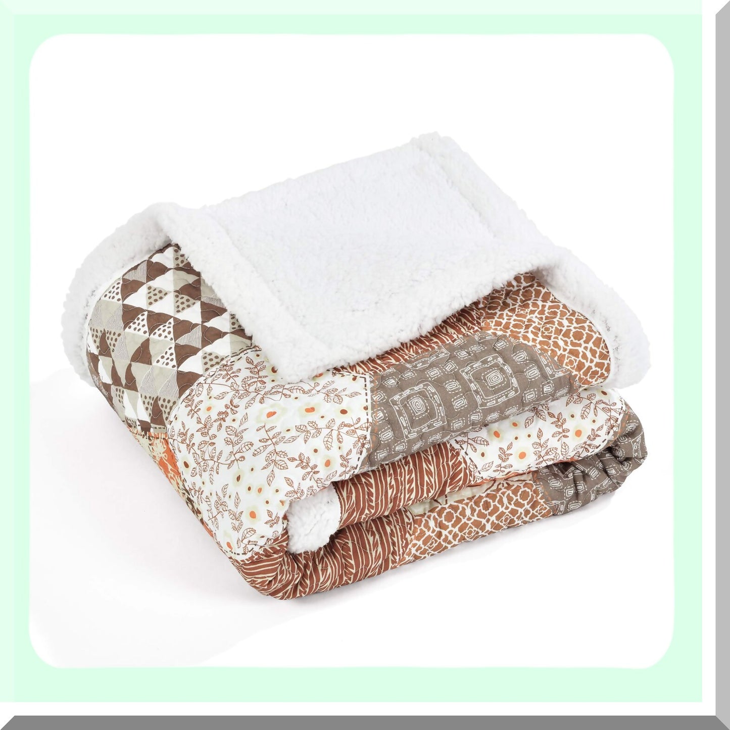 HexaHarmony Reversible Throw - Vibrant Patchwork Blanket, Tangerine Bliss - 60 x 50"