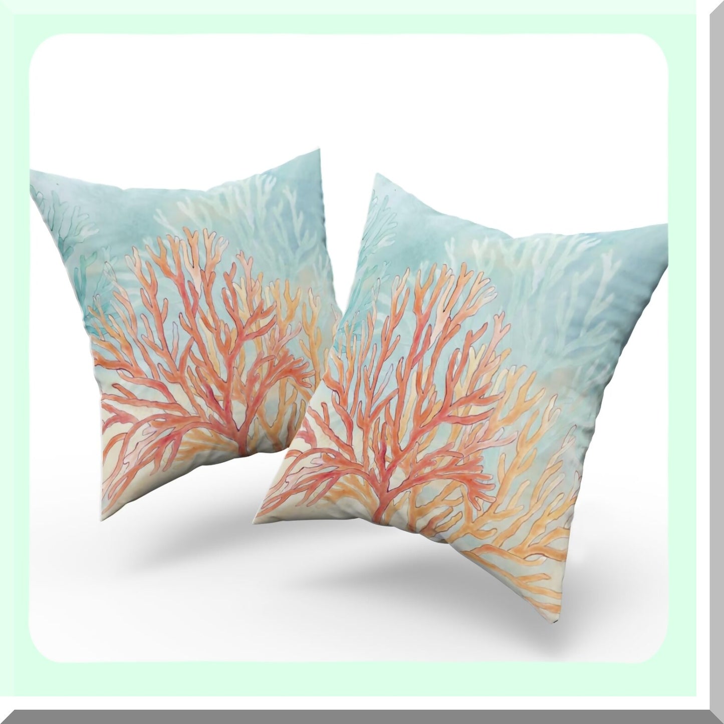Retro Coastal Vibe Pillow Covers Set - Modern Square Cushion Cases for Sofa Couch, Bedroom & Car - Decorative Coral Throw Pillowcases 16x16 (Pack of 2)