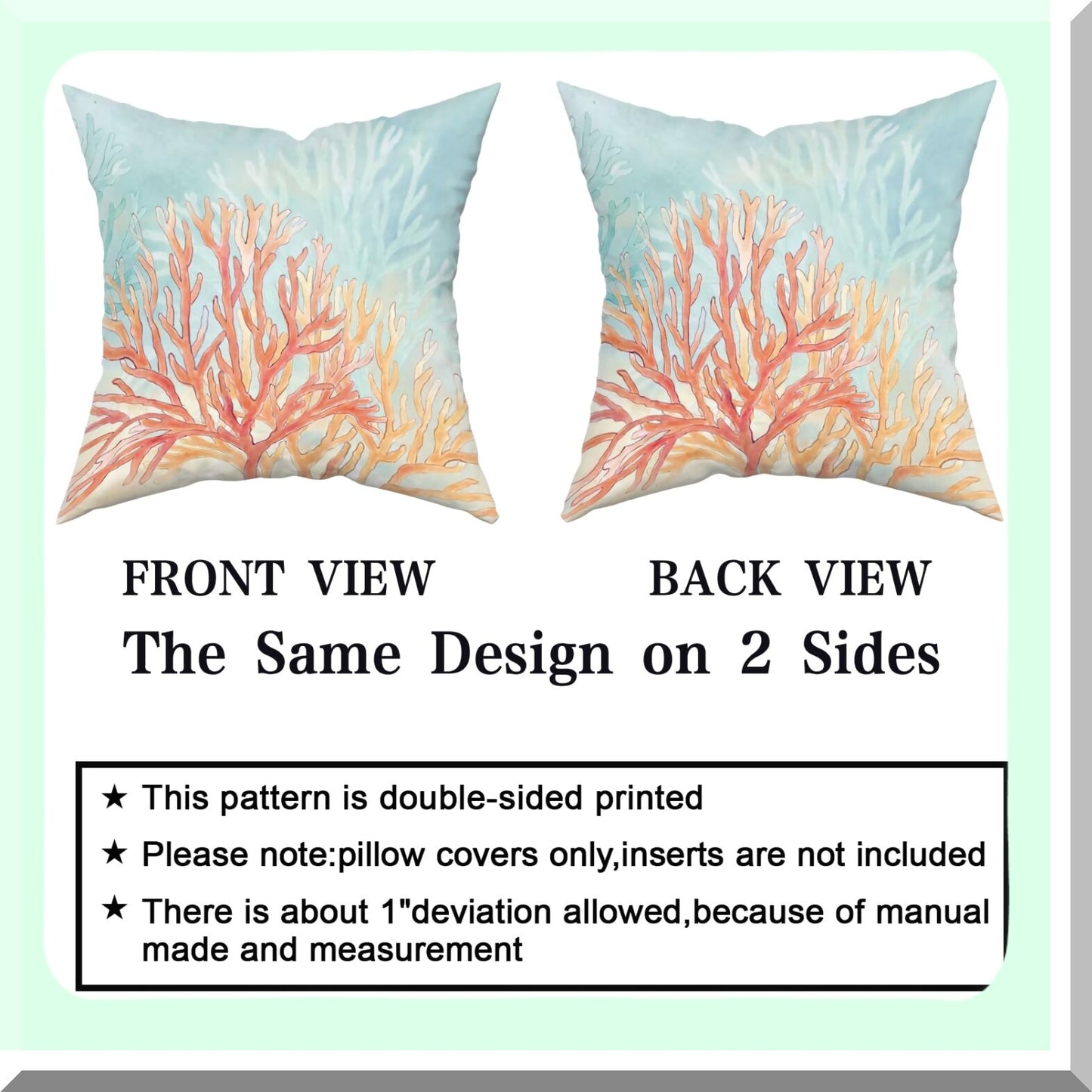 Retro Coastal Vibe Pillow Covers Set - Modern Square Cushion Cases for Sofa Couch, Bedroom & Car - Decorative Coral Throw Pillowcases 16x16 (Pack of 2)