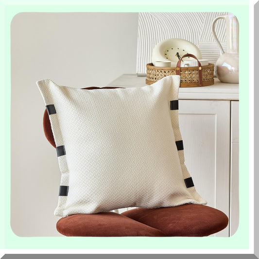 Neutral Chic Pillowcase Set - 18x18 Inch Square Cushion Cover for Home Decor, Beige Sofa Pillow Cover with Black and White Design