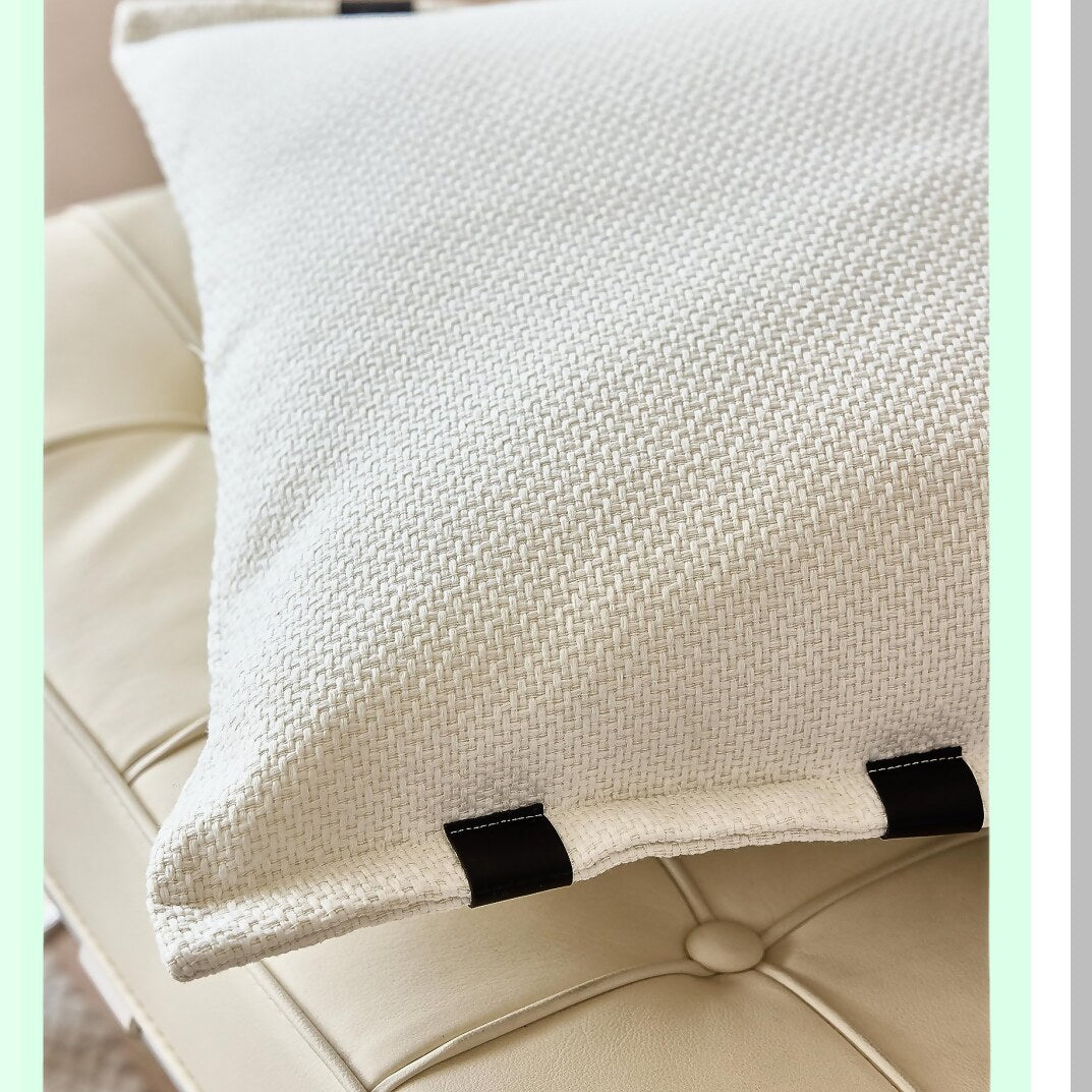 Neutral Chic Pillowcase Set - 18x18 Inch Square Cushion Cover for Home Decor, Beige Sofa Pillow Cover with Black and White Design