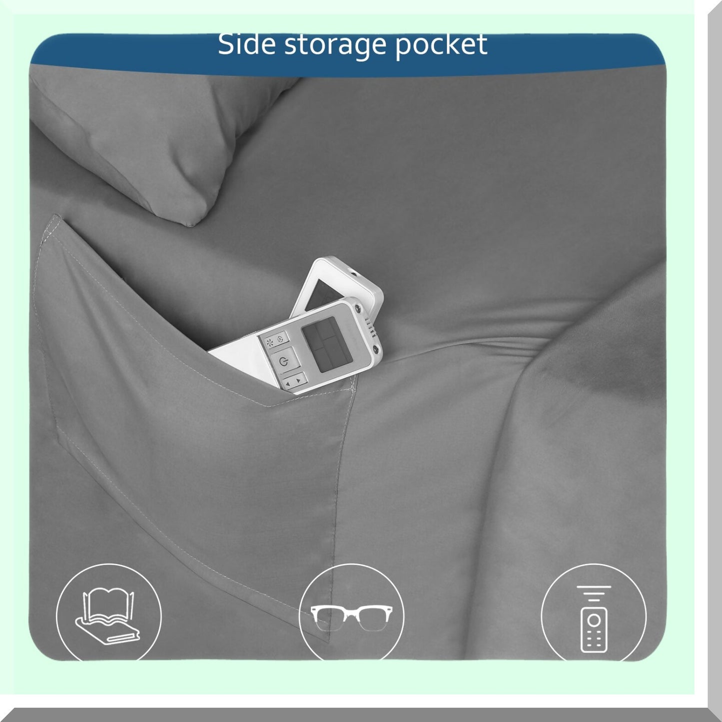 DeepSleep Queen Air Mattress Sheet Set - 4 Piece Bed Sheets for Queen Size Air Beds - Deep Pocket, Fade Resistant, Grey - Fits 16in to 24in Pillow Top Mattresses