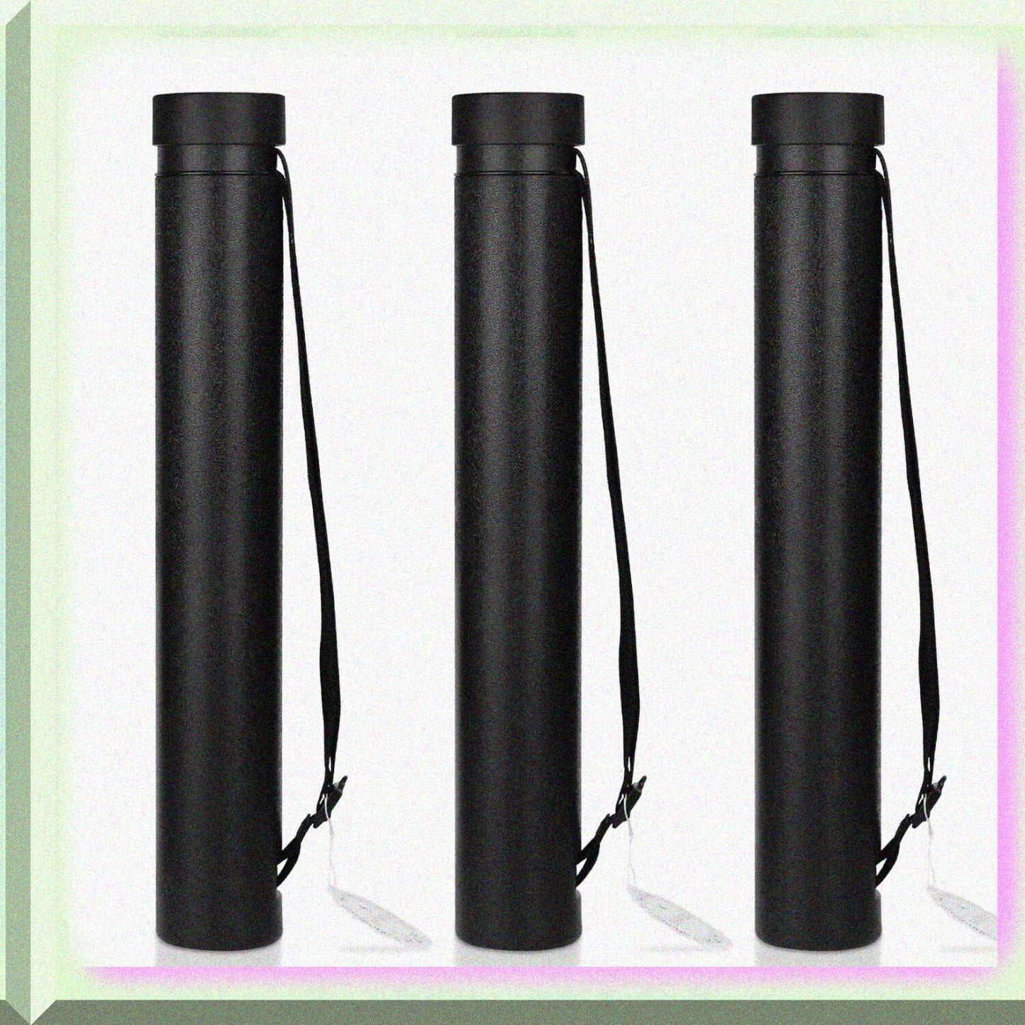 Extendable Poster Tube with Strap, 22-34 Inches, Black/Brown, 3 Pack