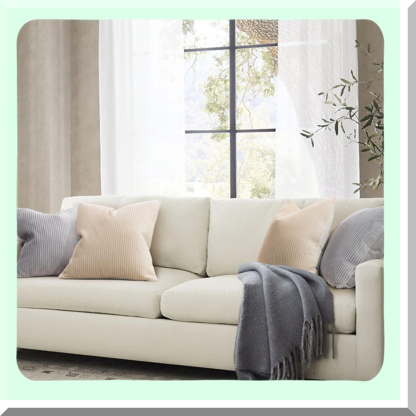 Luxury Velvet Stripe Pillow Covers - Set of 2 Dark Gray 26x26 - Soft Throw Pillows for Home Decor, Couch, Bed, Living Room - Decorative Cushion Covers