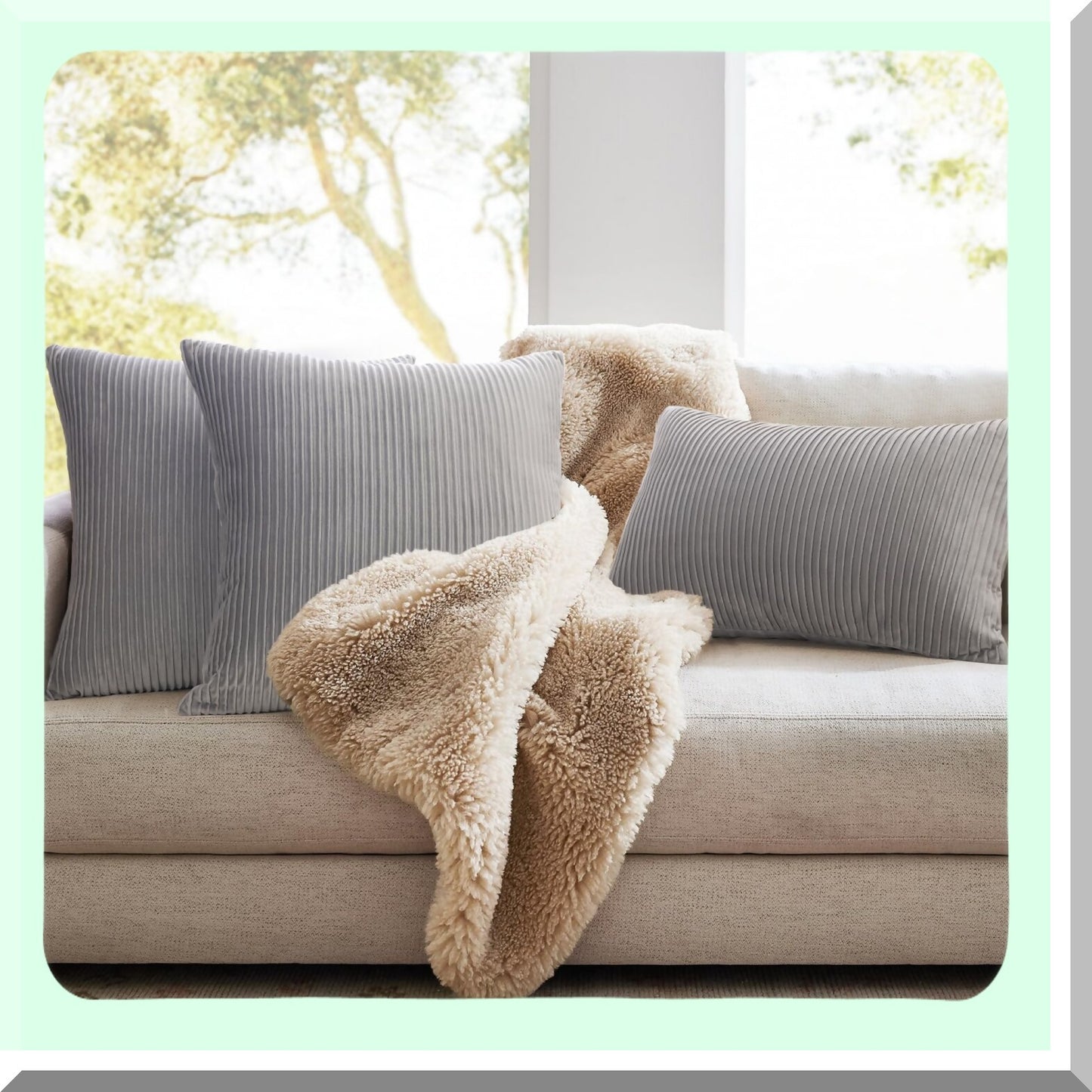 Luxury Velvet Stripe Pillow Covers - Set of 2 Dark Gray 26x26 - Soft Throw Pillows for Home Decor, Couch, Bed, Living Room - Decorative Cushion Covers