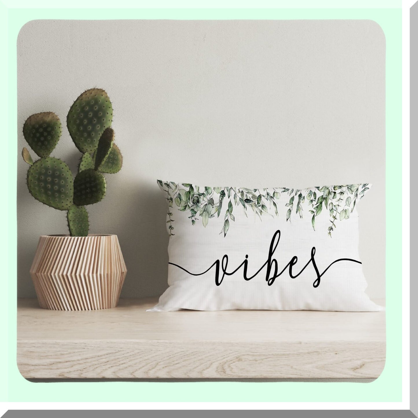 Eucalyptus Leaf Motivational Pillowcase - Good Vibes Decor 12x20 Inch