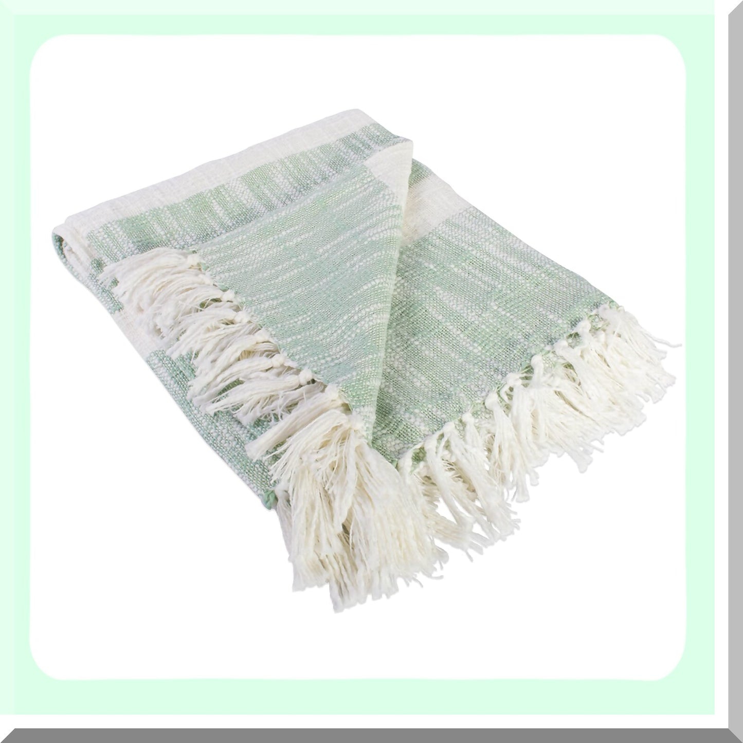 Mid-Century Mint Slub Stripe Woven Throw Blanket - 50x60