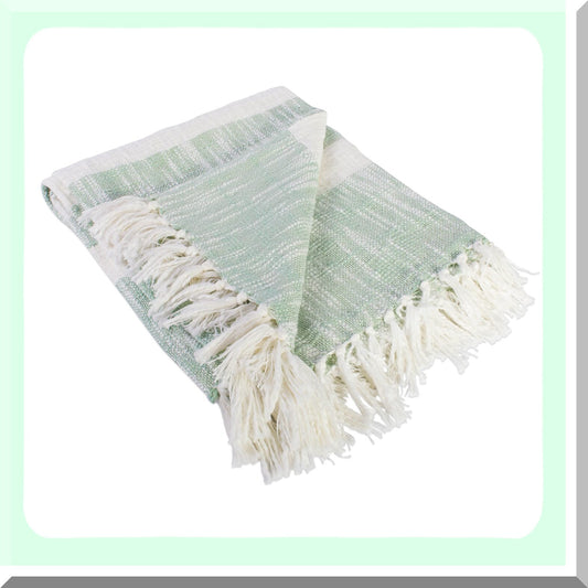 Mid-Century Mint Slub Stripe Woven Throw Blanket - 50x60