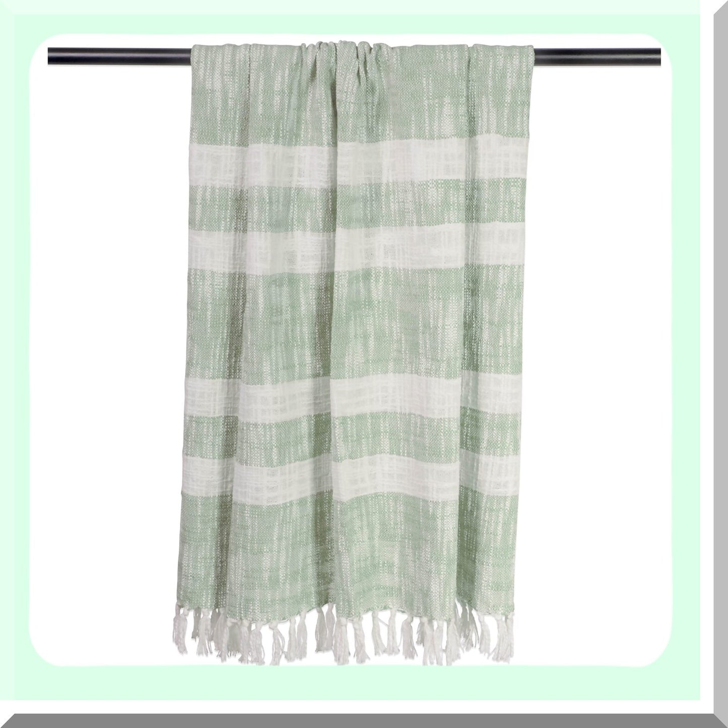 Mid-Century Mint Slub Stripe Woven Throw Blanket - 50x60