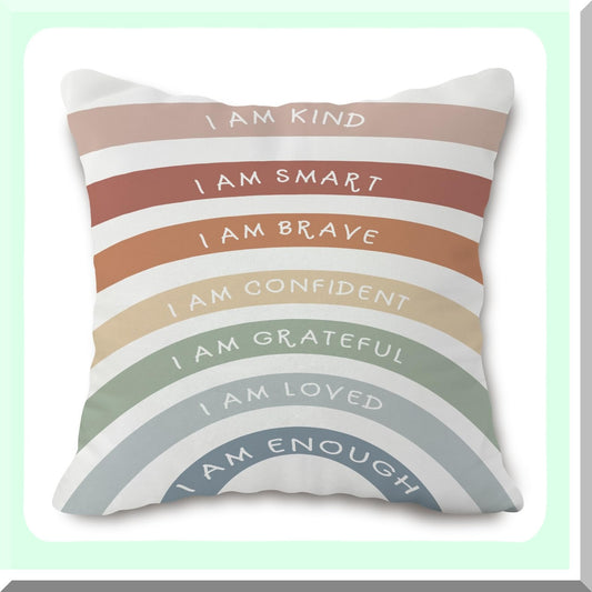 KindSmart Inspirations Pillowcase - 18x18 Mental Health Decor for Home & Office. Perfect for Nursery, Psychology, Counseling, Therapy, Bedroom & Living Room.