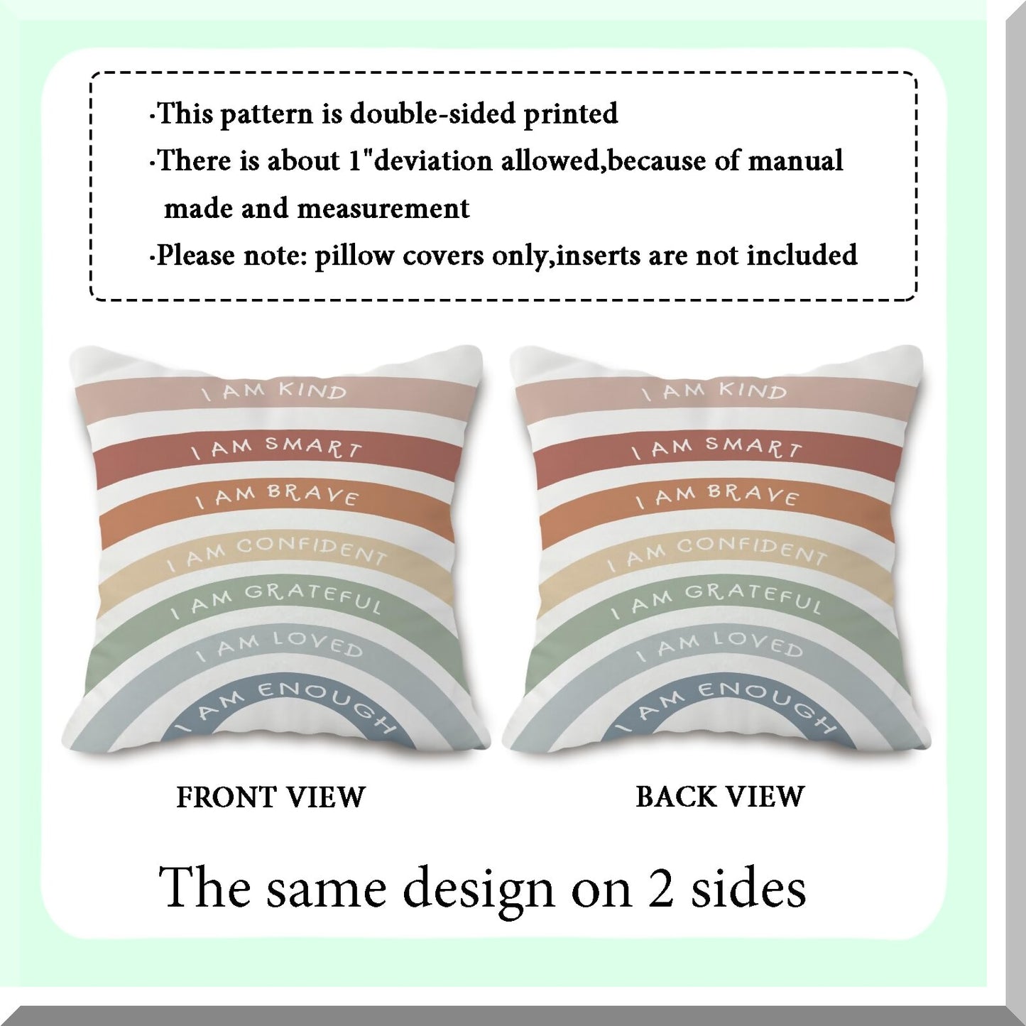 KindSmart Inspirations Pillowcase - 18x18 Mental Health Decor for Home & Office. Perfect for Nursery, Psychology, Counseling, Therapy, Bedroom & Living Room.