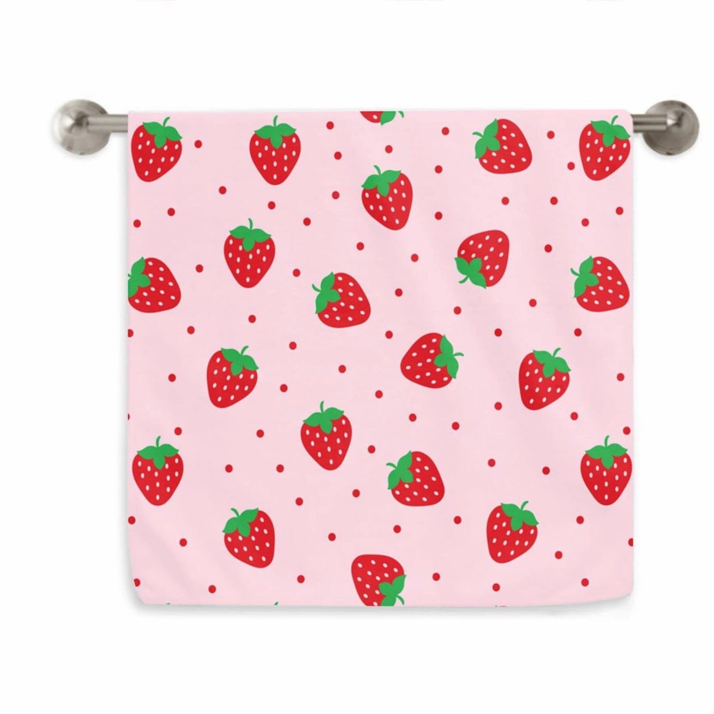 Red Strawberry Microfiber Kitchen Dish Towels 15x27 Inches