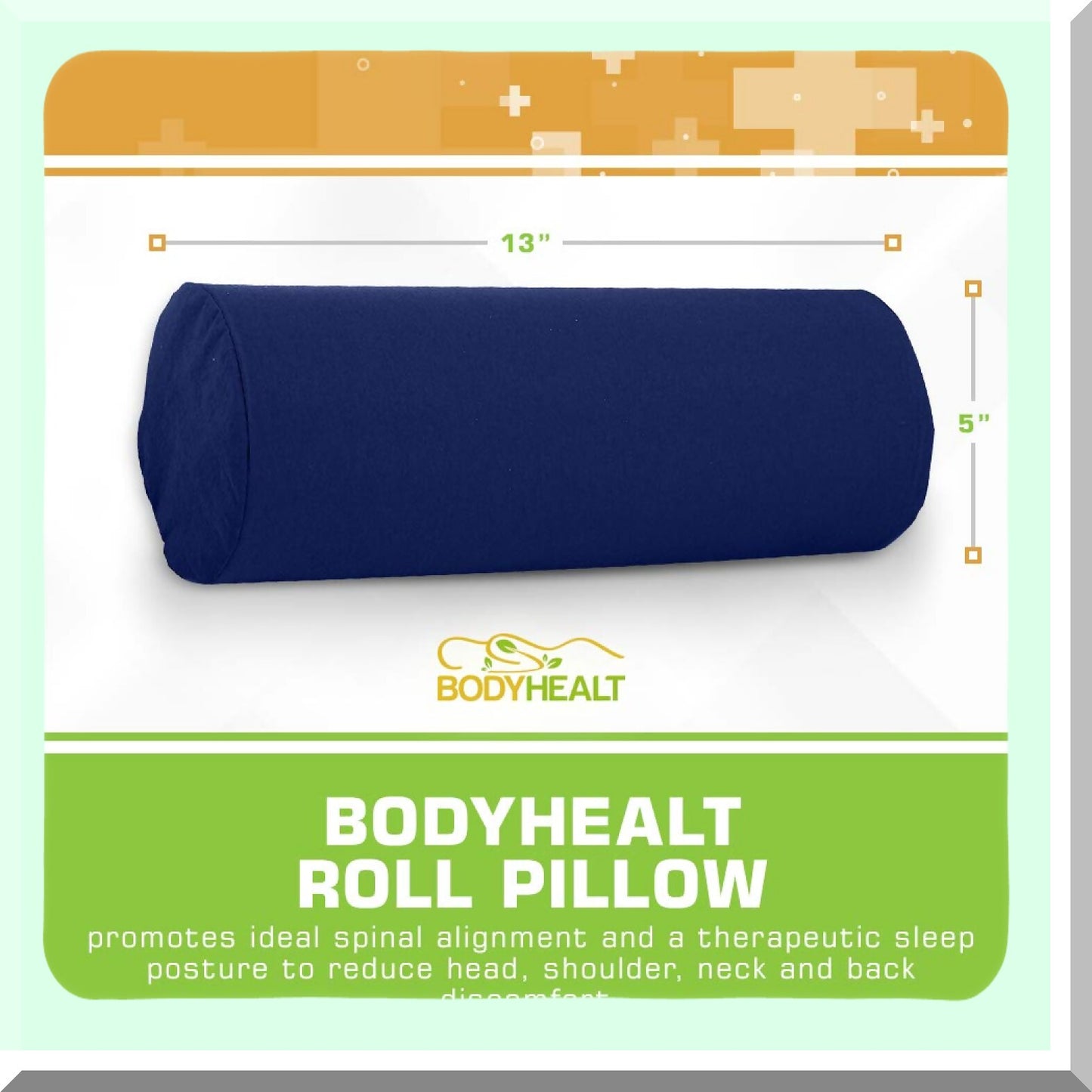 FirmSupport Round Neck Pillow - Lumbar Roll & Cervical Cylinder Pillows Set for Spine & Neck Support - Extra Firm Density Navy Blue 5X12"