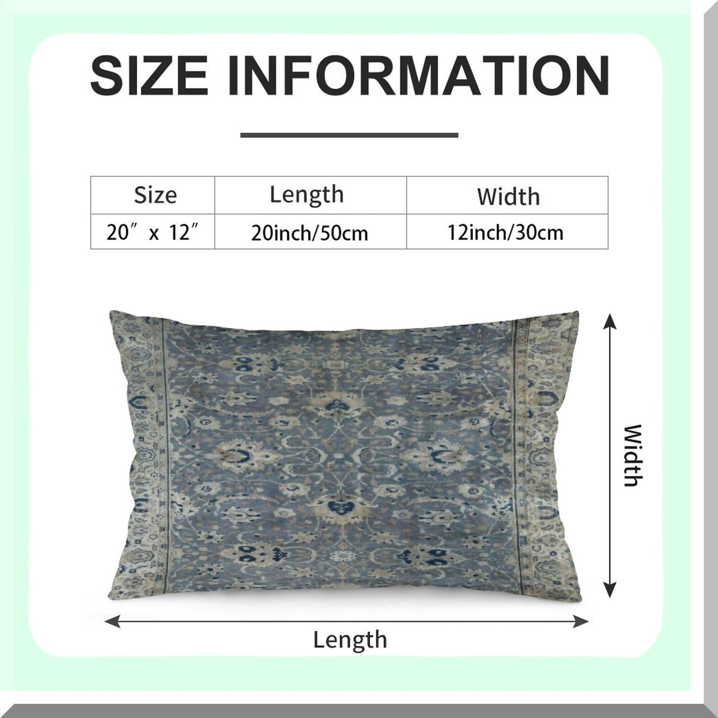 Vintage Velvet Hereke Rug Print Throw Pillow Cover - Soft Decorative Cushion Case for Home Living Room Bed Couch Car - 12"x20"