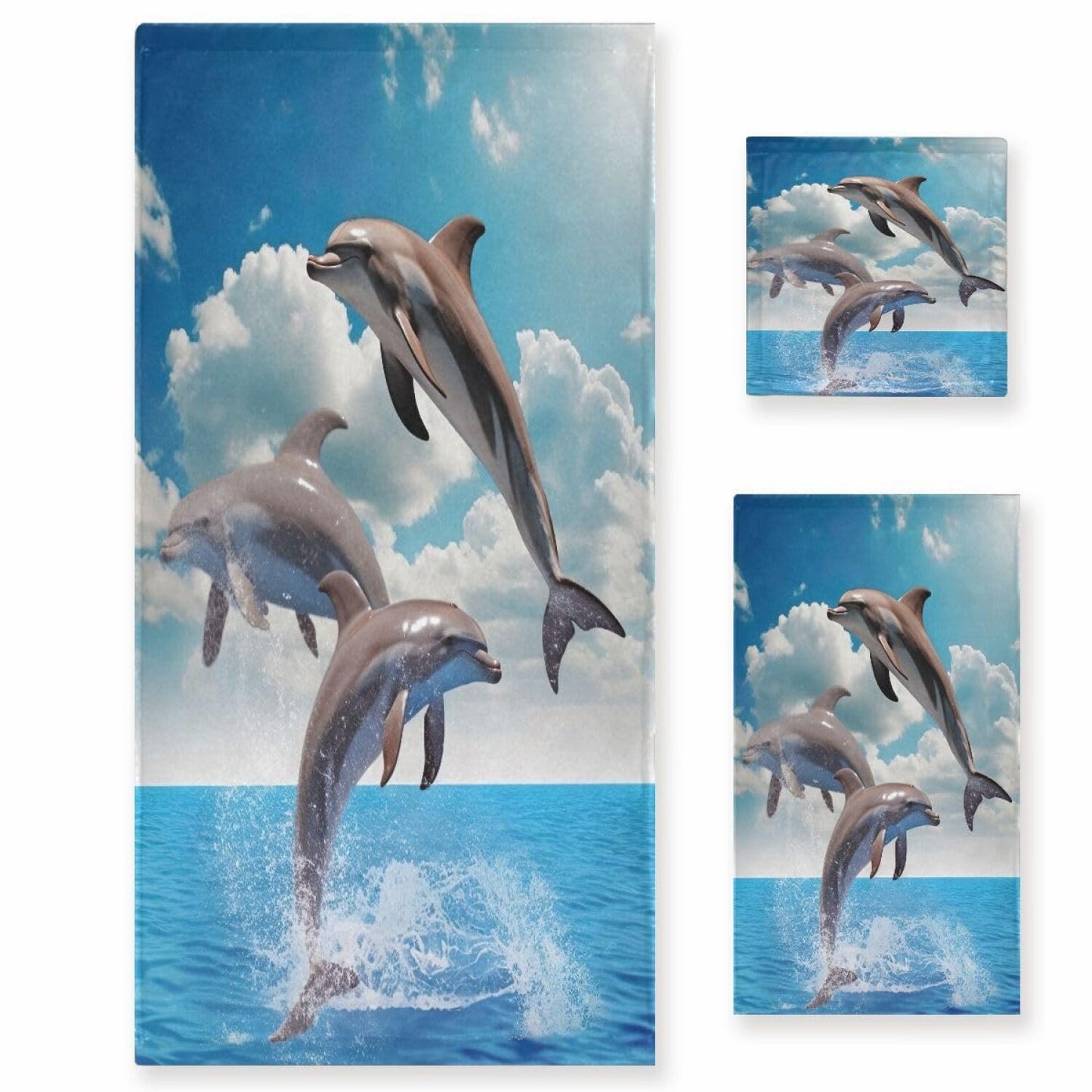 3 Piece Cotton Towel Set Blue Ocean