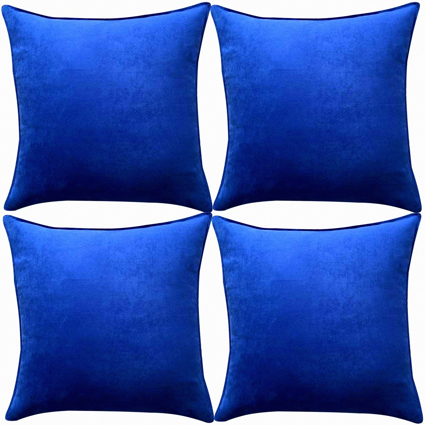 SuperSoft Suede Blue Pillow Covers - 4 Pack 18x18 Inch Set | Solid Cushion Case for Couch, Sofa, Bedroom | Square Decorative Throw Pillows - 4 Pieces