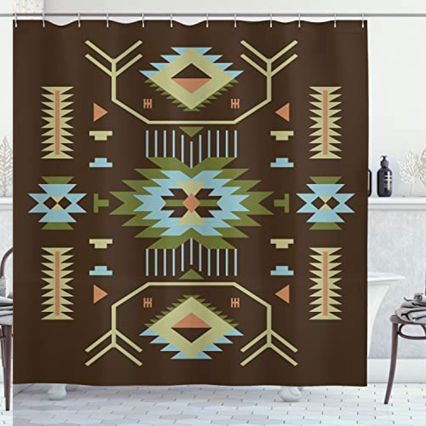 Southwestern Zigzags Shower Curtain 69x70 Dark Cocoa
