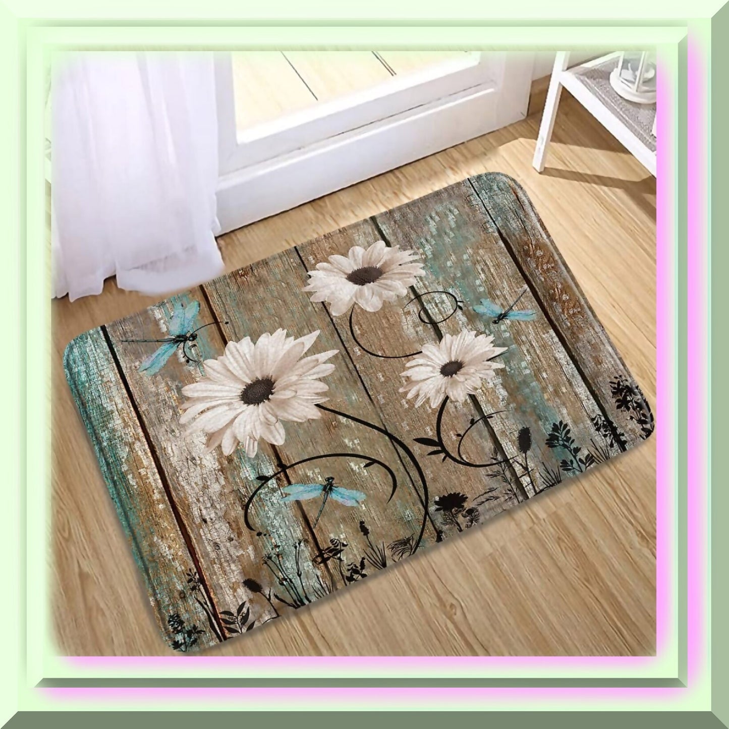 Rustic Floral Bath Mat 18x30 Inch