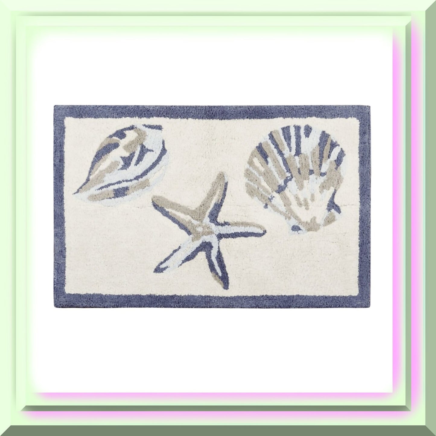 Cotton Tufted Beach Style Bath Mat 24x60" Blue
