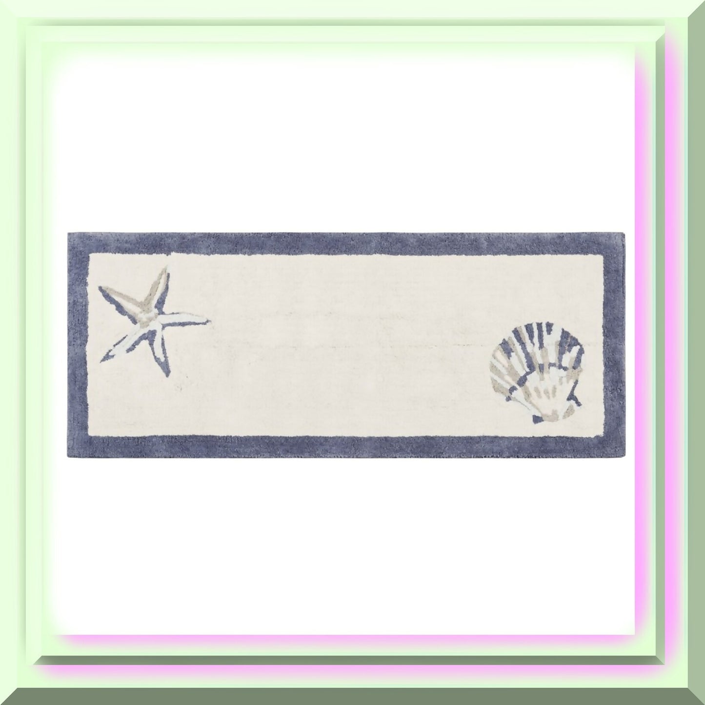 Cotton Tufted Beach Style Bath Mat 24x60" Blue