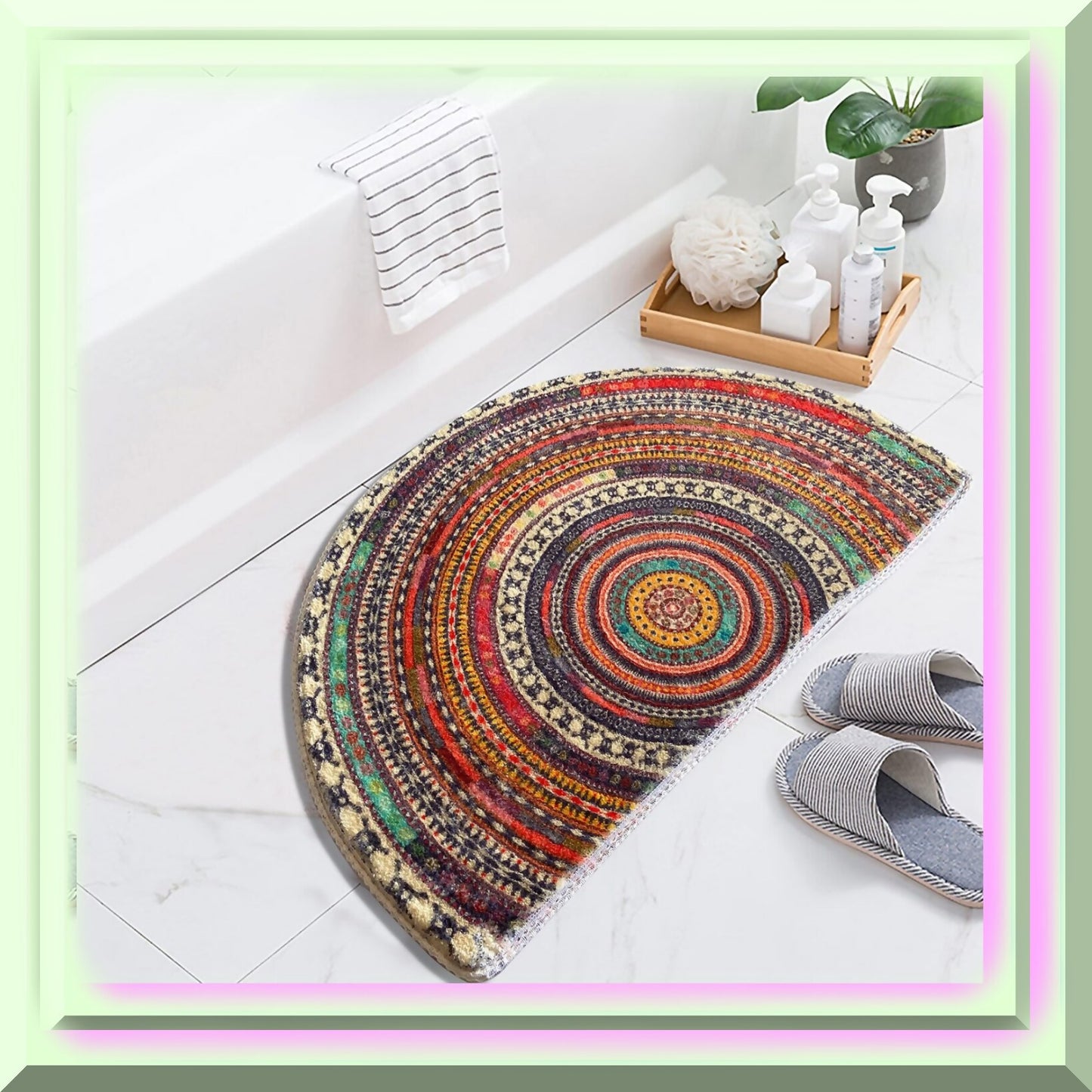 Half Round Door Mat Microfiber Indoor Rug