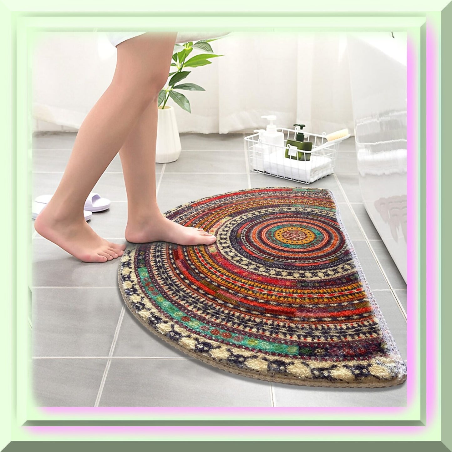 Half Round Door Mat Microfiber Indoor Rug