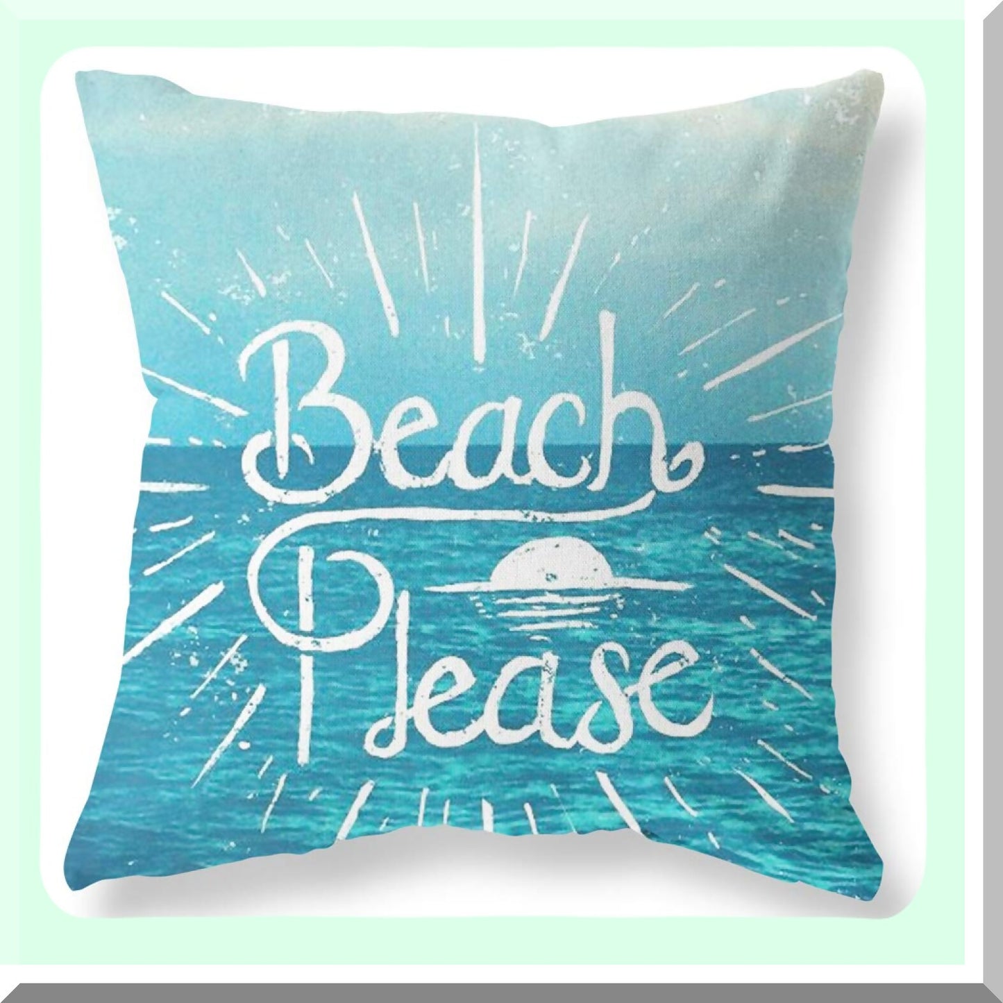 Coastal Breeze Summer Pillow Covers - Set of 4 Teal Green Turquoise 18x18 Square Linen Cushion Cases for Living Room Sofa Bed & Outdoor Decor