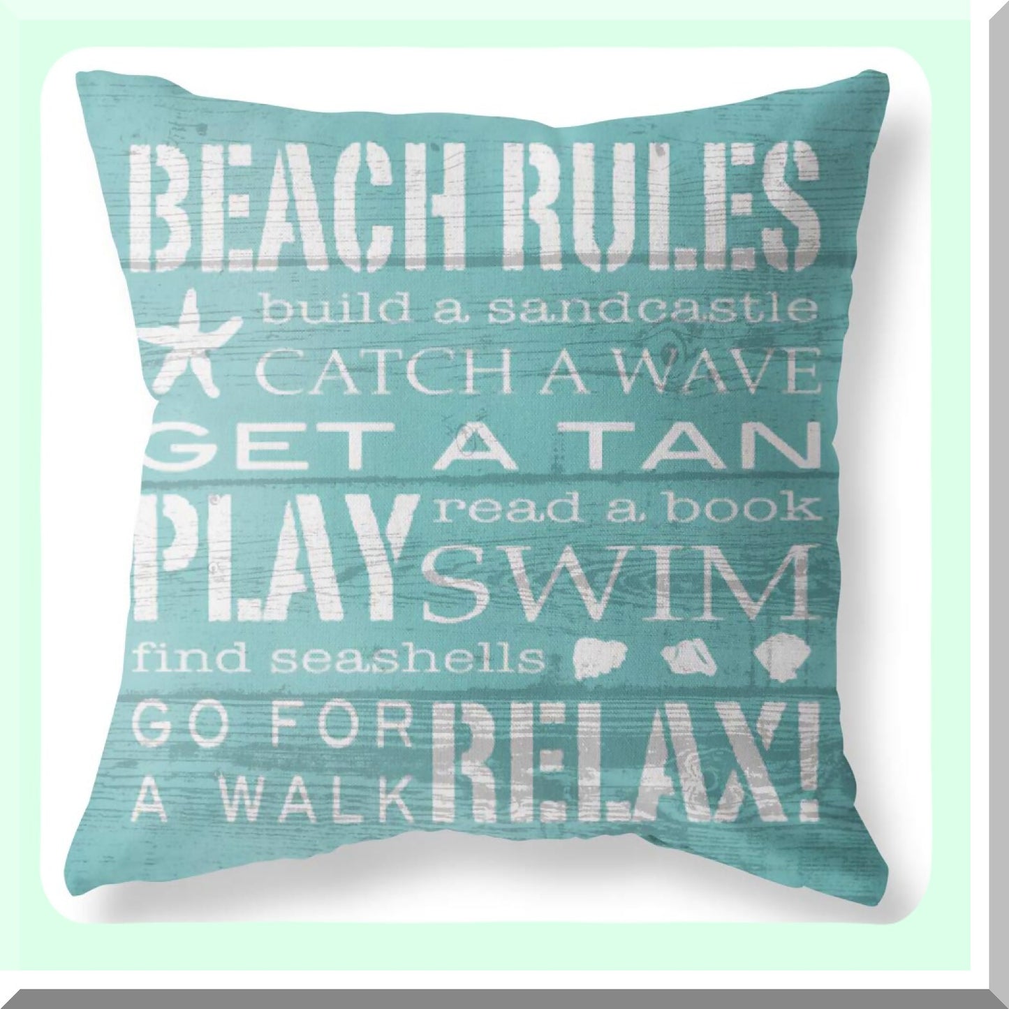 Coastal Breeze Summer Pillow Covers - Set of 4 Teal Green Turquoise 18x18 Square Linen Cushion Cases for Living Room Sofa Bed & Outdoor Decor