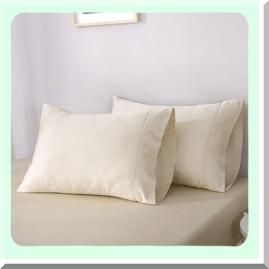 BambooCool Silk Pillowcase Set - 100% Viscose Breathable Pillowcases for Hot Sleepers - Cooling Champagne Pillow Cases 20x40 inches - Pack of 2