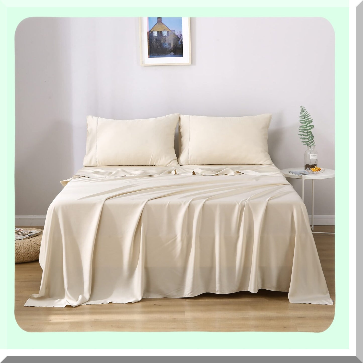 BambooCool Silk Pillowcase Set - 100% Viscose Breathable Pillowcases for Hot Sleepers - Cooling Champagne Pillow Cases 20x40 inches - Pack of 2