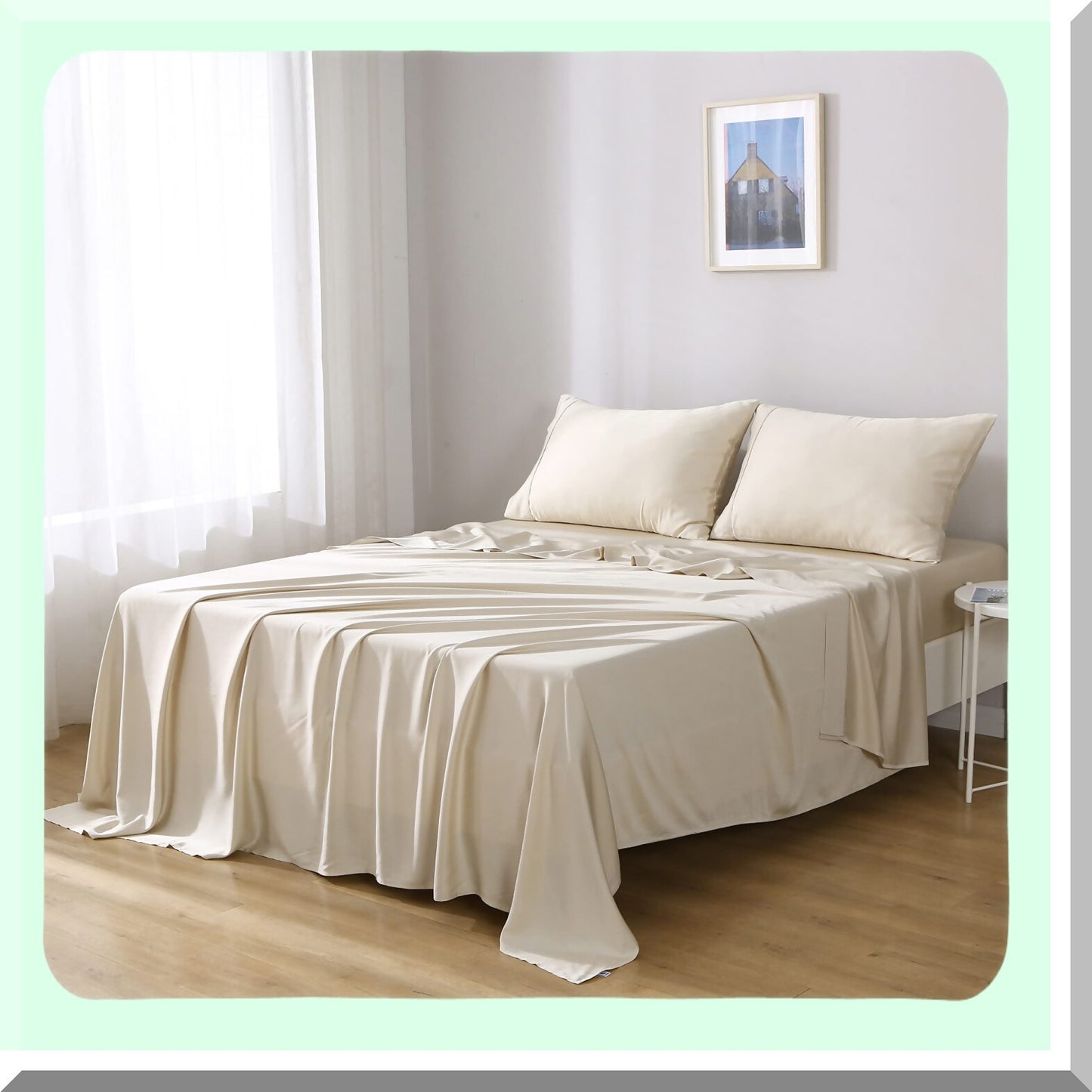 BambooCool Silk Pillowcase Set - 100% Viscose Breathable Pillowcases for Hot Sleepers - Cooling Champagne Pillow Cases 20x40 inches - Pack of 2