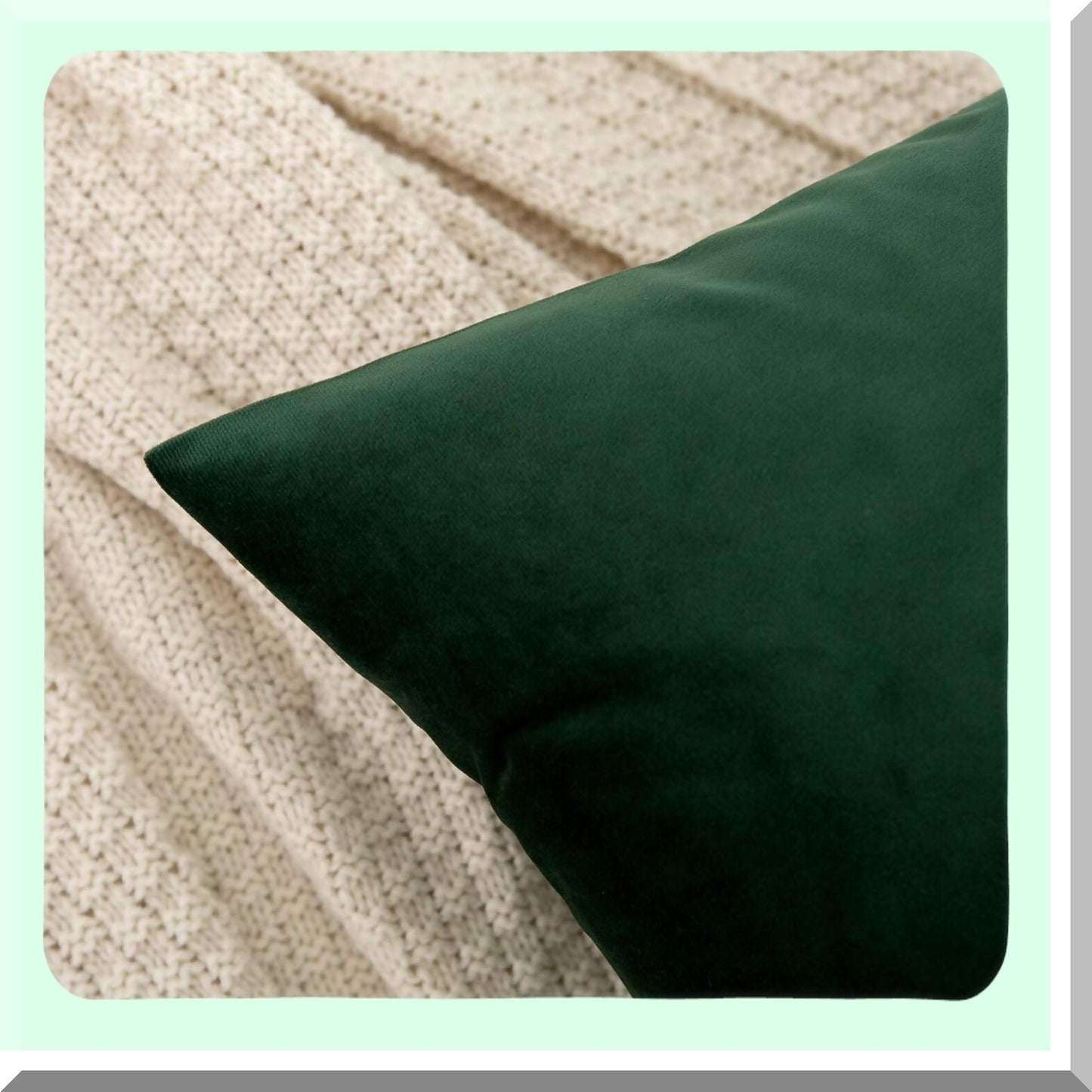 Luxury Green Velvet Cushion Covers - Soft Square Decorative Throw Pillow Cases for Sofa Couch Bed Chair - 18x18 Inch Set of 2 - Elegant Home Decor