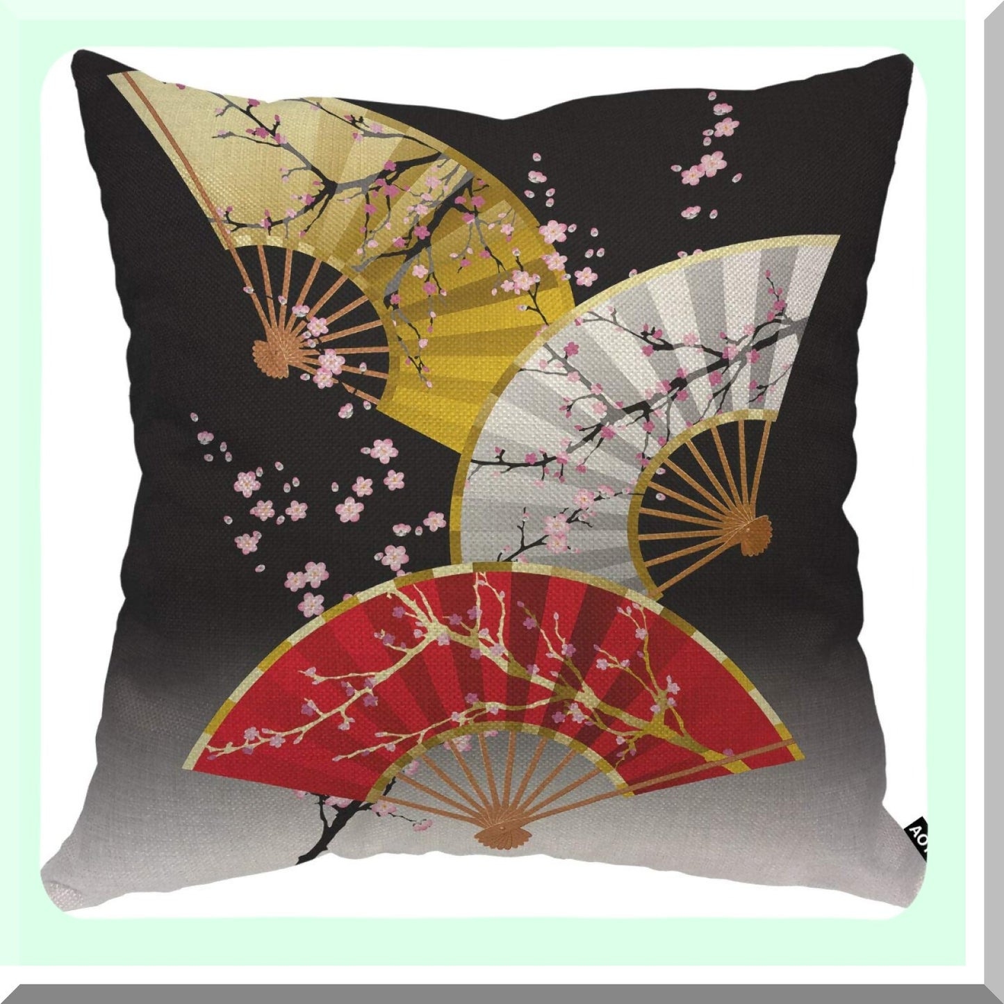 Cherry Blossom Branch Artistic Floral Pillow Cover - Asian Culture Decorative Cushion Case for Home Couch Bed - Elegant 18x18 Inch Throw Pillow for Men Women Boys Girls